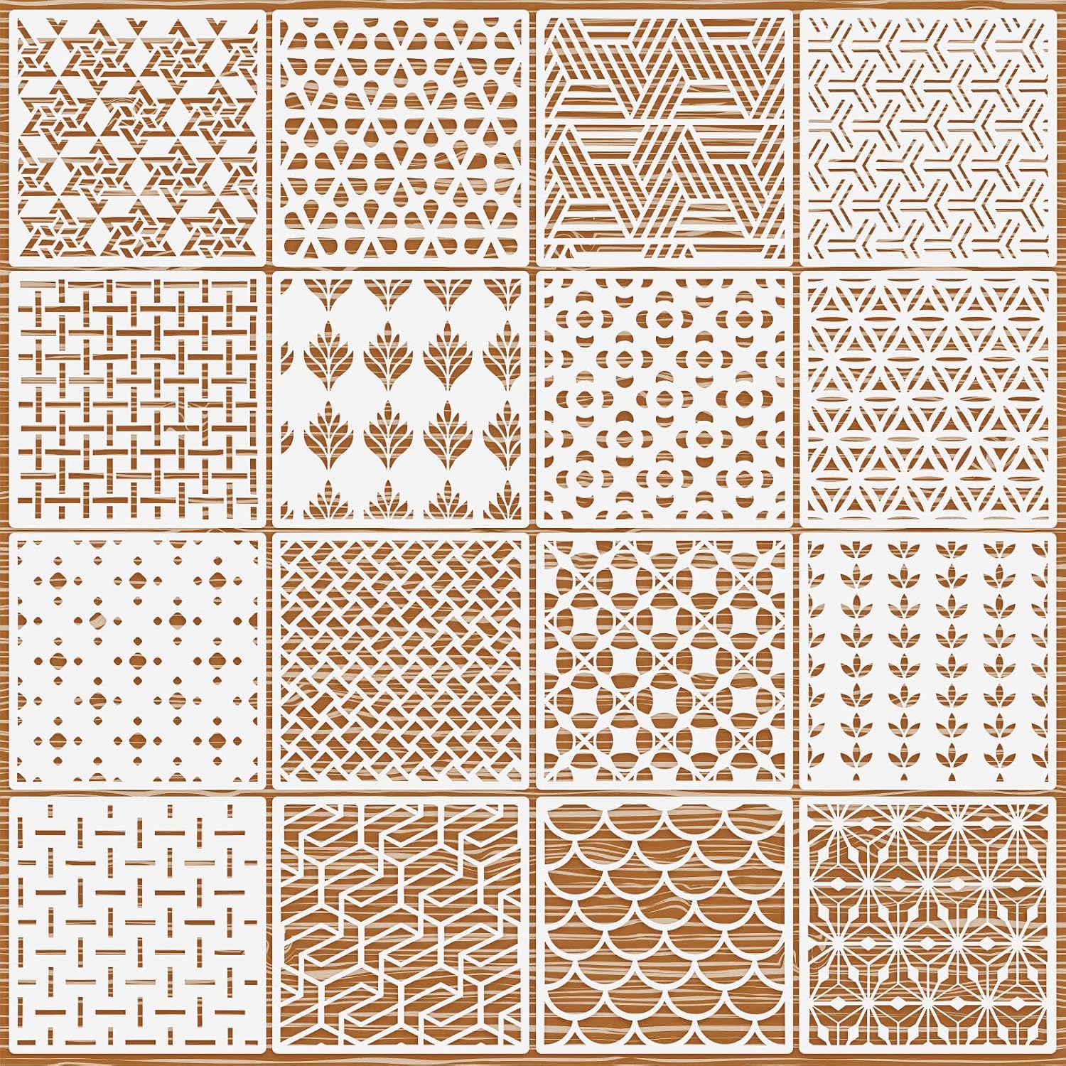 OOTSR 16Pcs Plastic Painting Template Stencils Set, 15x15cm Stencil for ...
