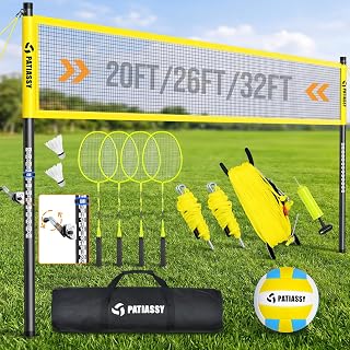 Outdoor Adjustable Volleyball and Badminton Combo (20–32 ft)
