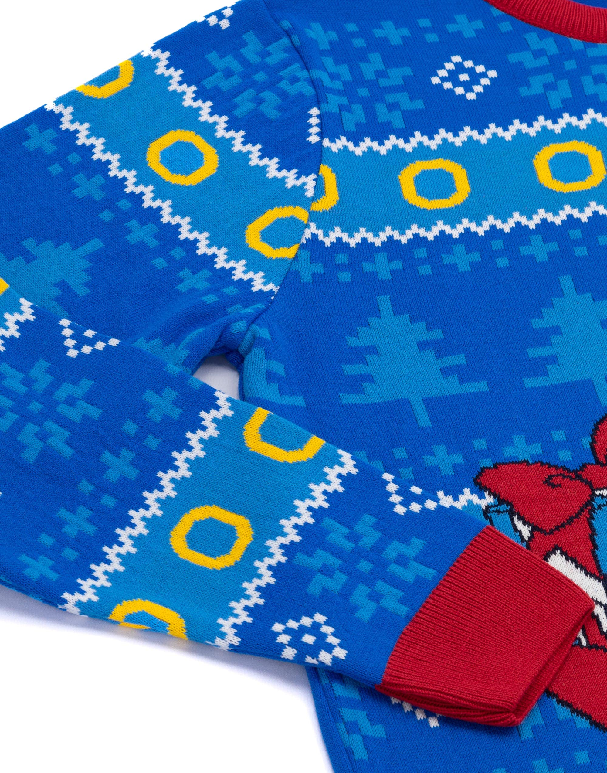 Sonic The Hedgehog Mens Jumper navideño Adultos Séter de Navidad de Punto Azul