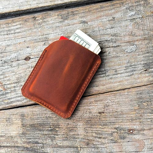 Miniatura 6 de JJNUSA Personalized Front Pocket Card Case Slim Wallet Card Case Holder for Men & Women Minimalist Leather Wallet Card Holder Distressed Gifts 02