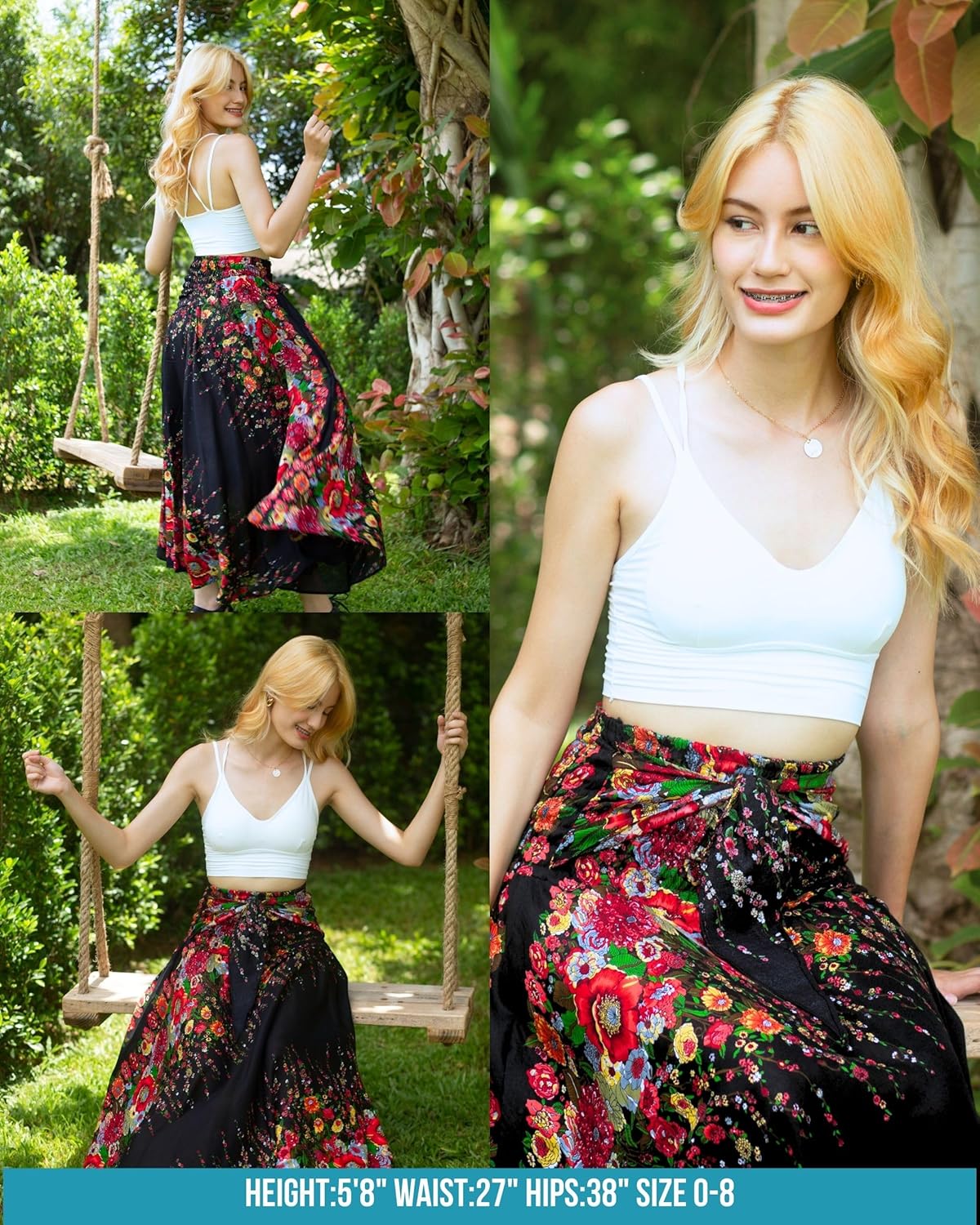 Long Skirts for Women | 2-in-1 Boho Dress & Floral Maxi Skirt for Bohemian Festivals, Vacation & Casual wear - Image 8