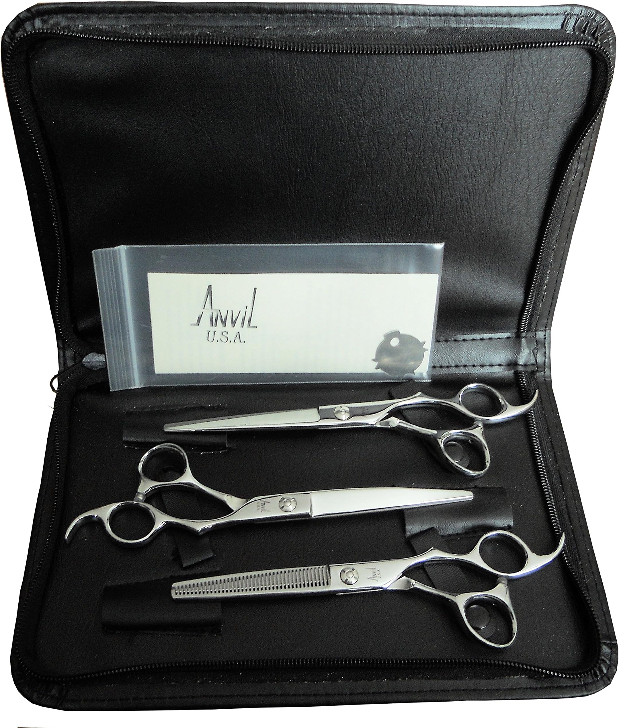 Anvil USA 3-Piece 7.5" Convex Pet Grooming Kit 440 Molybdenum Stainless Steel