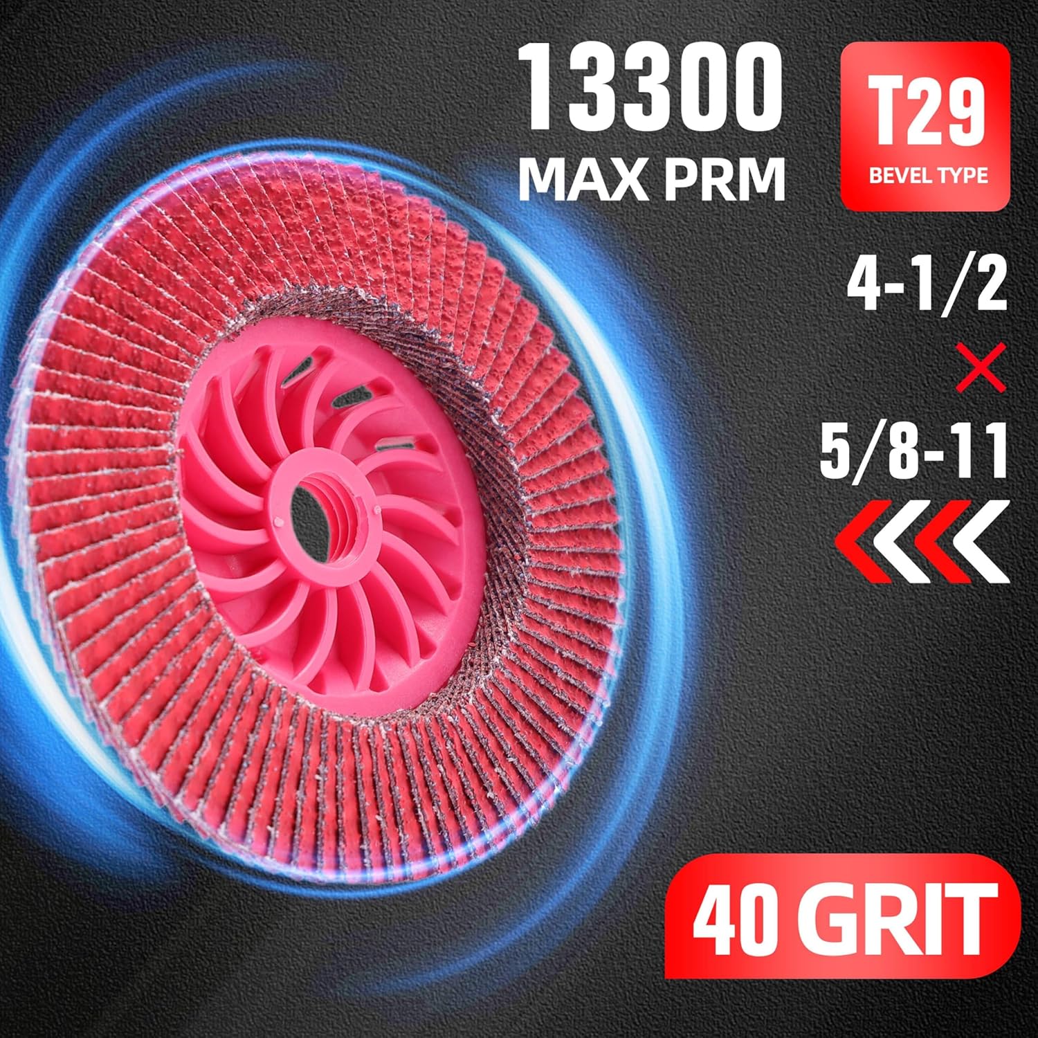 Expert Ceramic 4 1/2 Flap Disc 40 Grit for Angle Grinder with Speed HUB, Type 29 Flap Sanding Disc, High Density Trimmable Grinding Wheels for Stainless Steel, Sheet Metal (5 Pack)