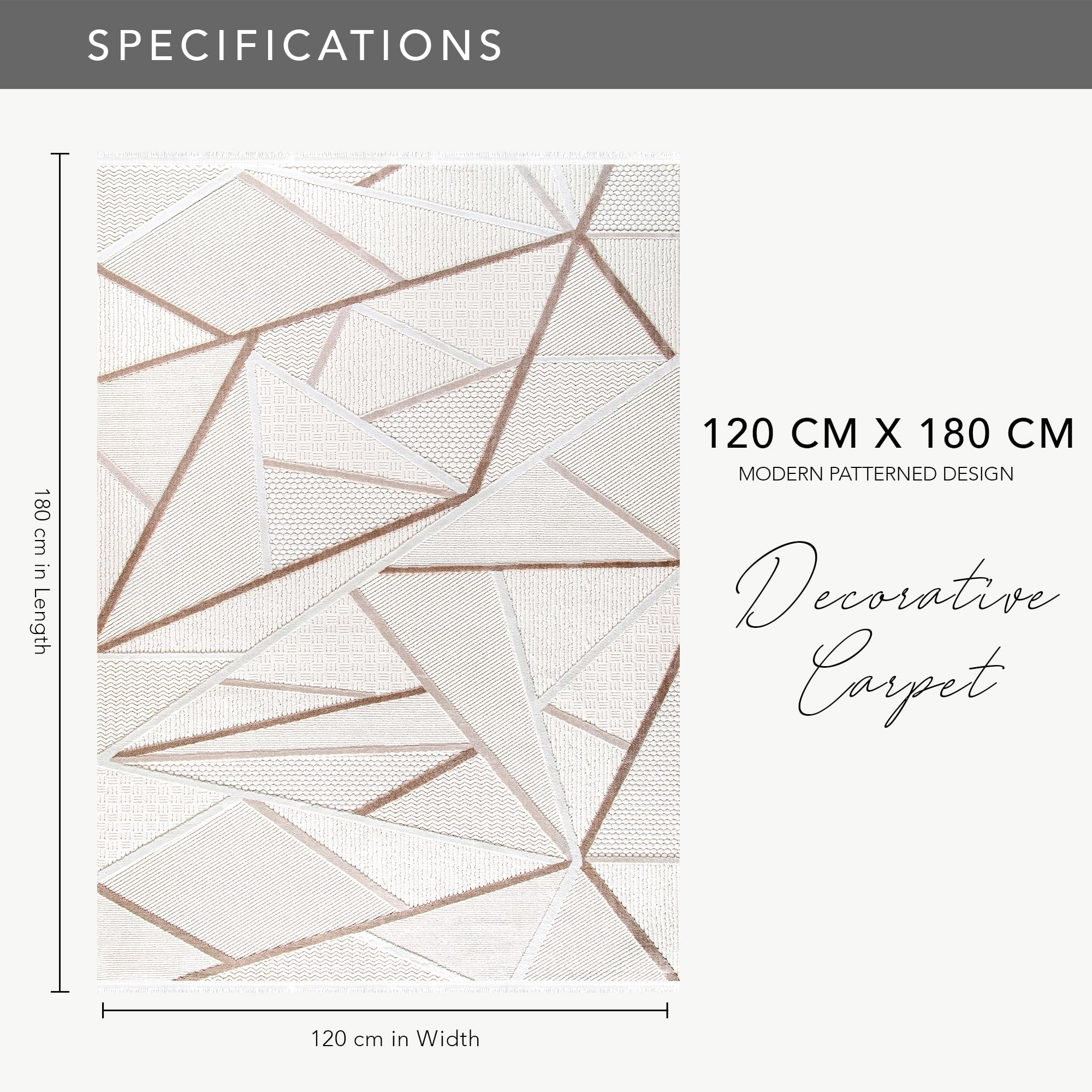 Tapis doux et durable pour salon, chambre à coucher, cuisine et couloir – Facile à nettoyer, adapté aux animaux domestiques et aux enfants – Beige et crème (crème 2, 120 x 180 cm)