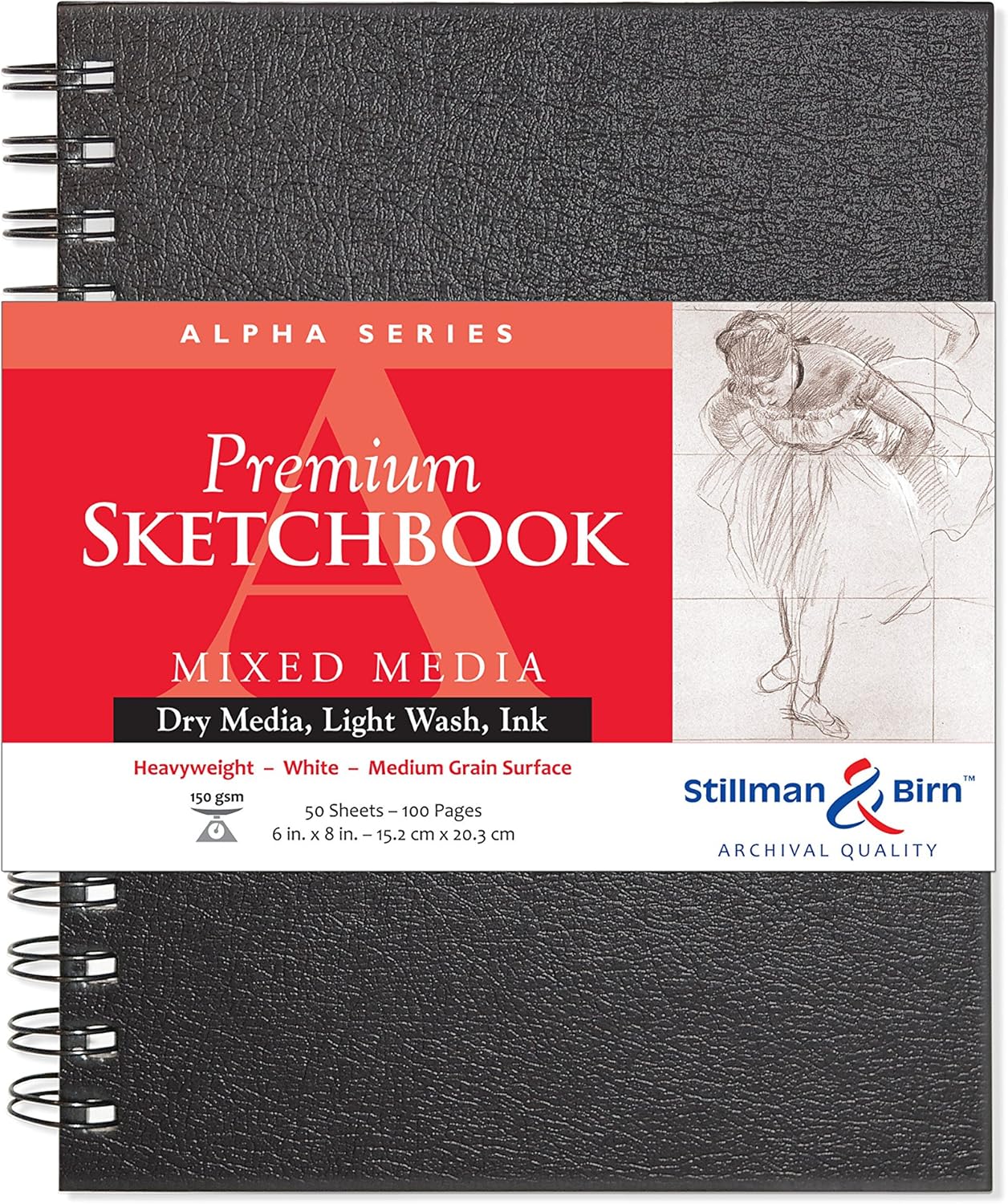 Stillman & Birn Alpha Series Wirebound Sketchbook, 7" x 10", 150 gsm (Heavyweight), White Paper, Medium Grain Surface