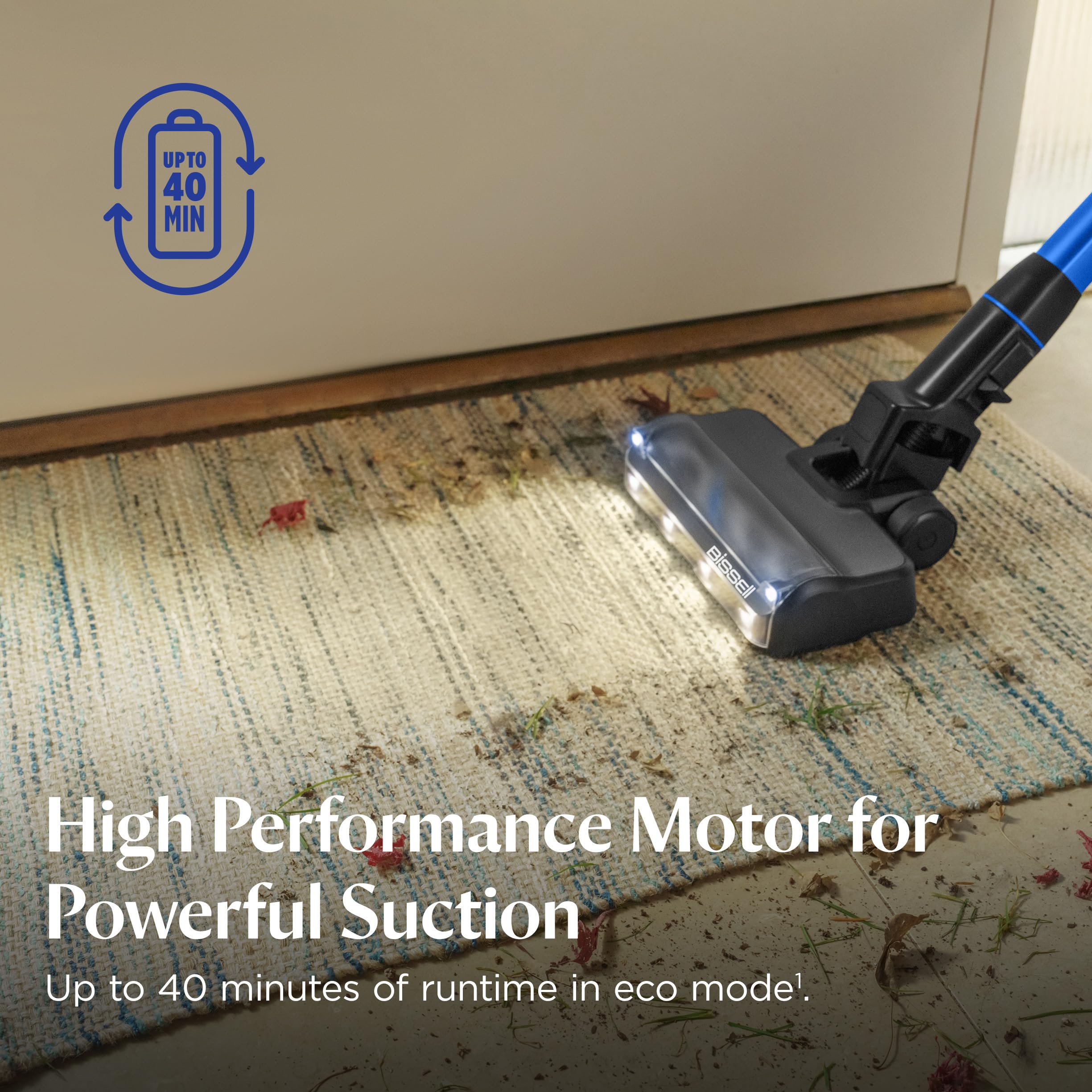 BISSELL PowerClean FurFinder 200W Self-Standing Cordless Vacuum w/Tangle Free Brush Roll, Strong Suction, Removeable Battery, Wall Mount, Upholstery Tool & Bright Headlights
