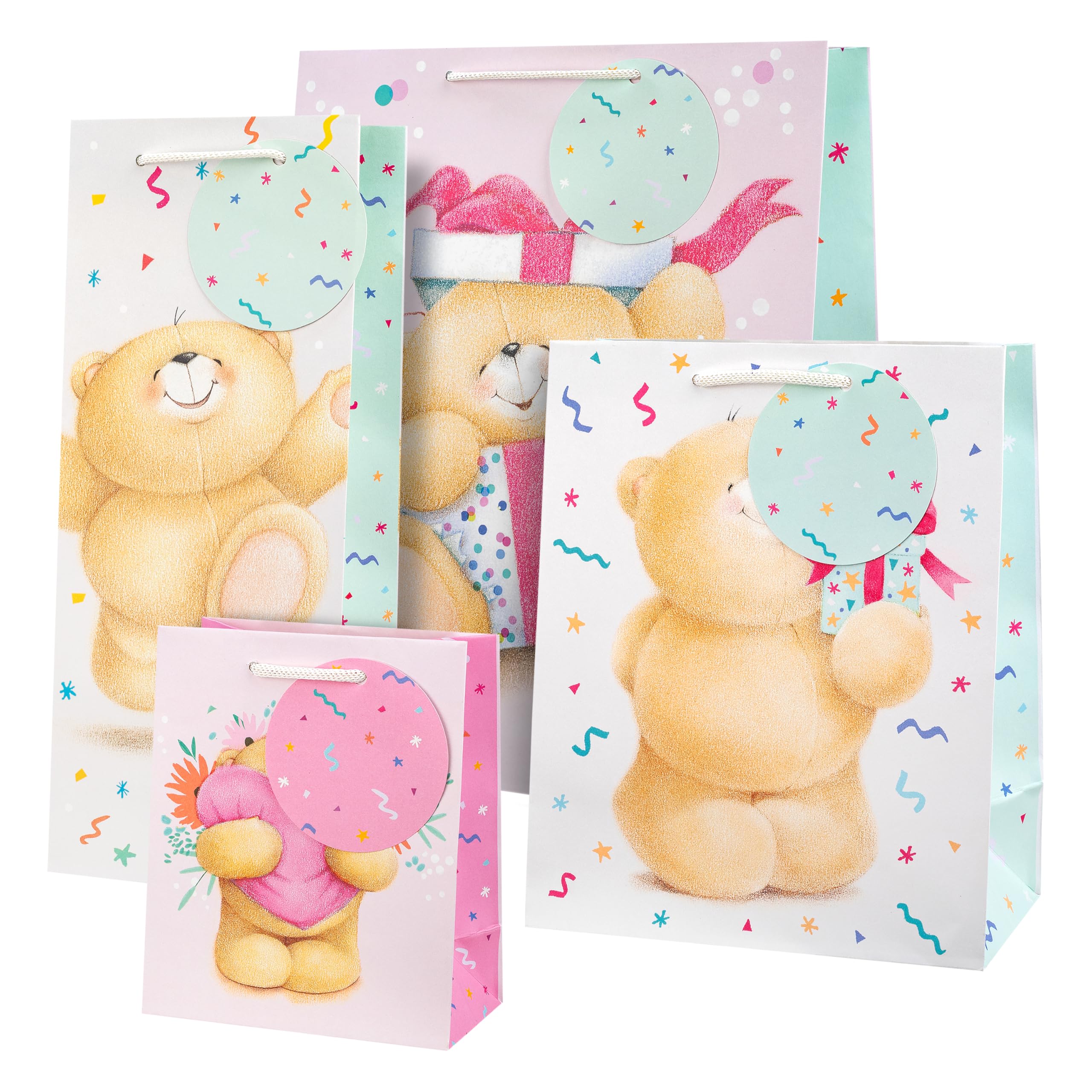 Hallmark Forever Friends Gift Bags, Pack of 4 in 4 Sizes, Bottle, Small, Medium, Large, Birthday, Mothers Day
