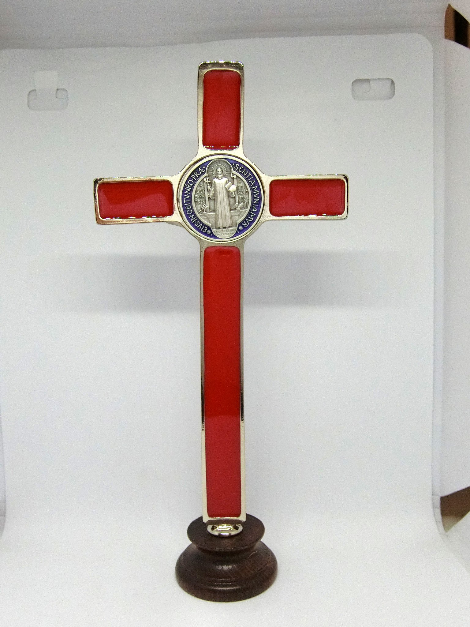 Crocifisso Di San Benedetto Placcato In Argento: Collana Con Ciondolo A Croce In Metallo Cristiano Per La Protezione - 3'' - Italia