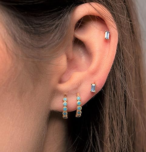 Miniatura 3 de VACRONA Gold Hoop Earrings Huggie for Women Cubic Zirconia 14k Gold Plated Small Huggie Hoops Earrings Hypoallergenic Jewelry Gifts