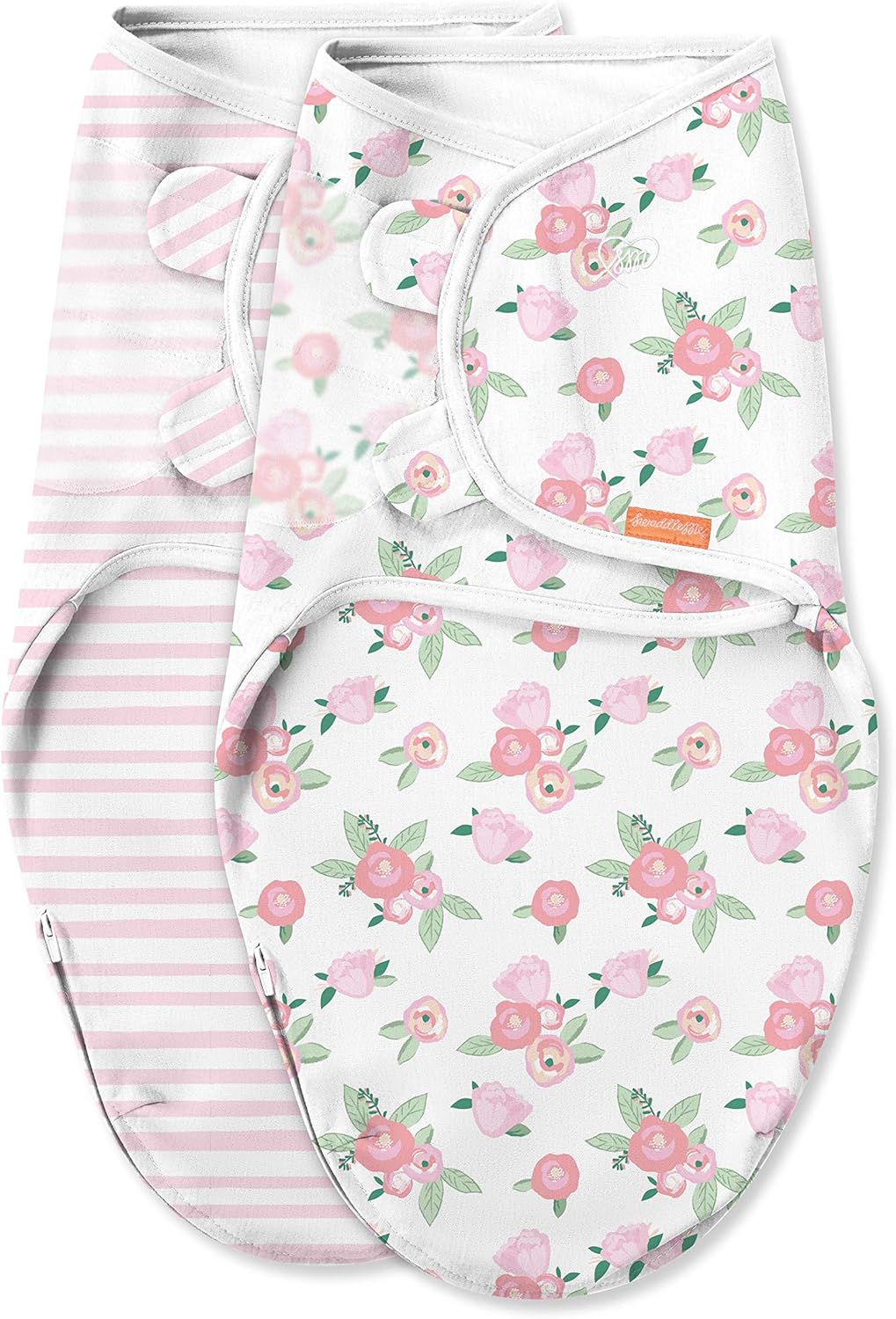 SwaddleMe Luxe Easy Change Swaddle – Size Small/Medium, 0-3 Months, 2-Pack (Water Color Floral)