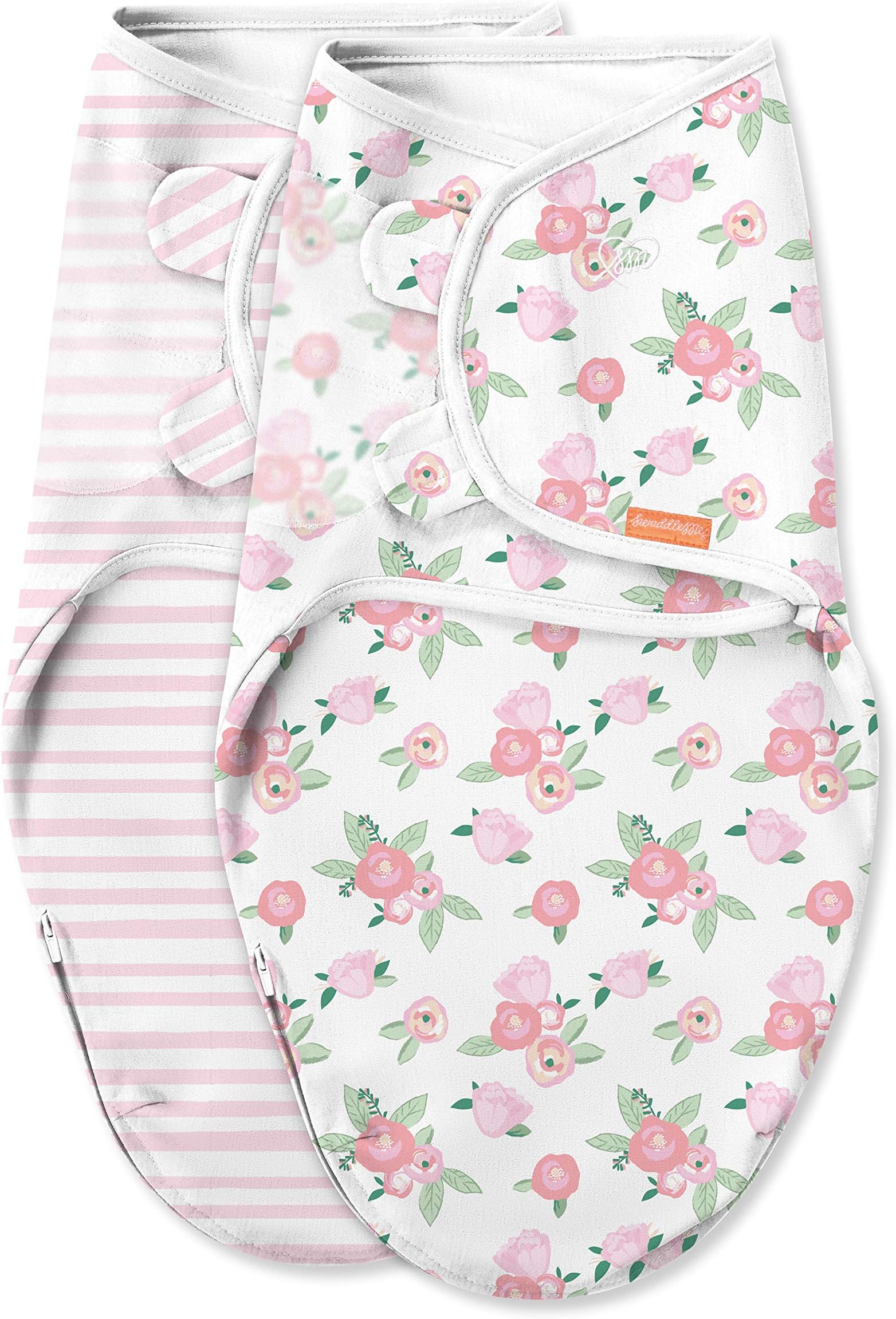 SwaddleMe Luxe Easy Change Swaddle – Size Small/Medium, 0-3 Months, 2-Pack (Water Color Floral)