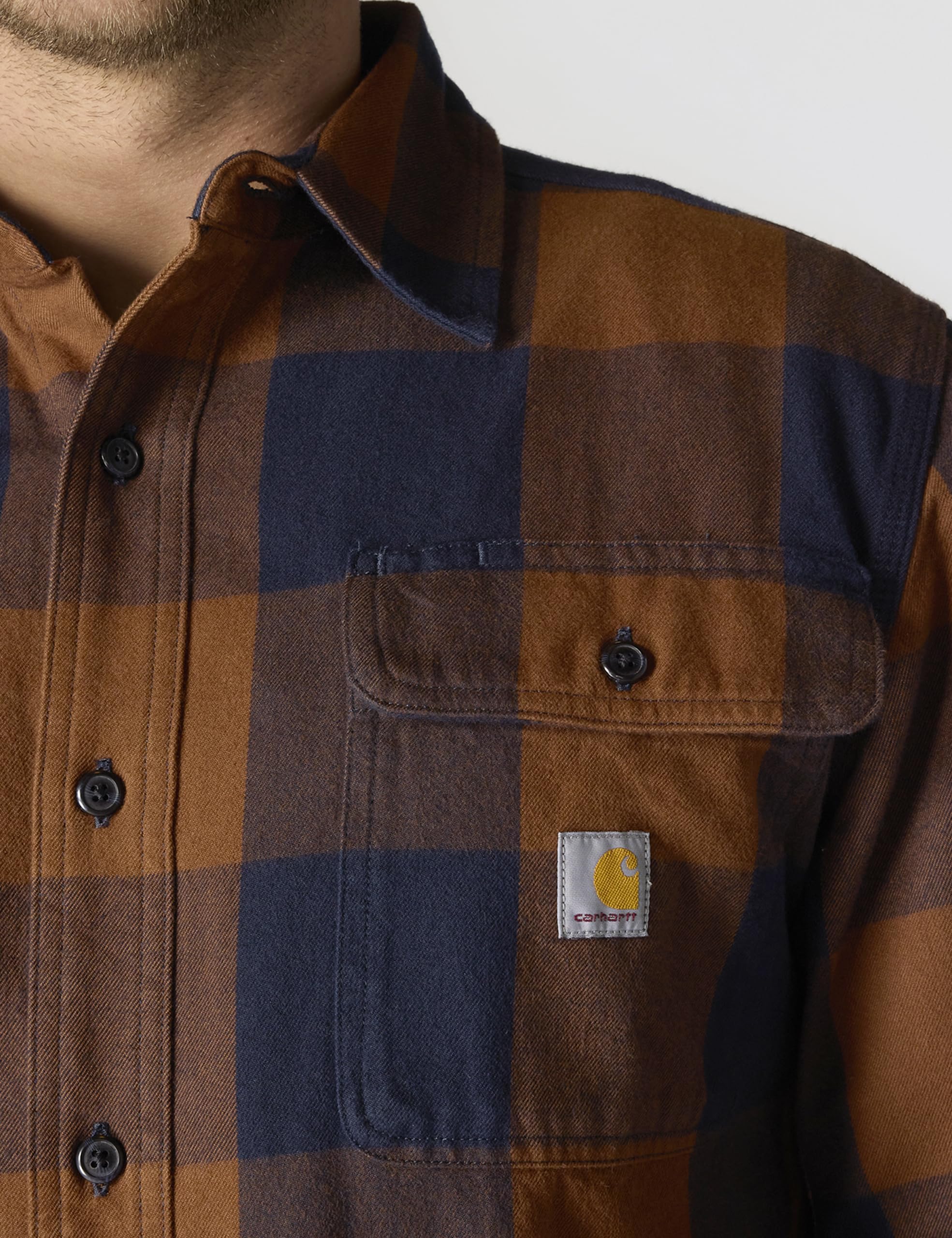 Carhartt Lässiger Schnitt Schweres Flanell Kariert Langarmhemd Herren Loose Fit Heavyweight Flannel Long-Sleeve Plaid Shirt (1 Set)
