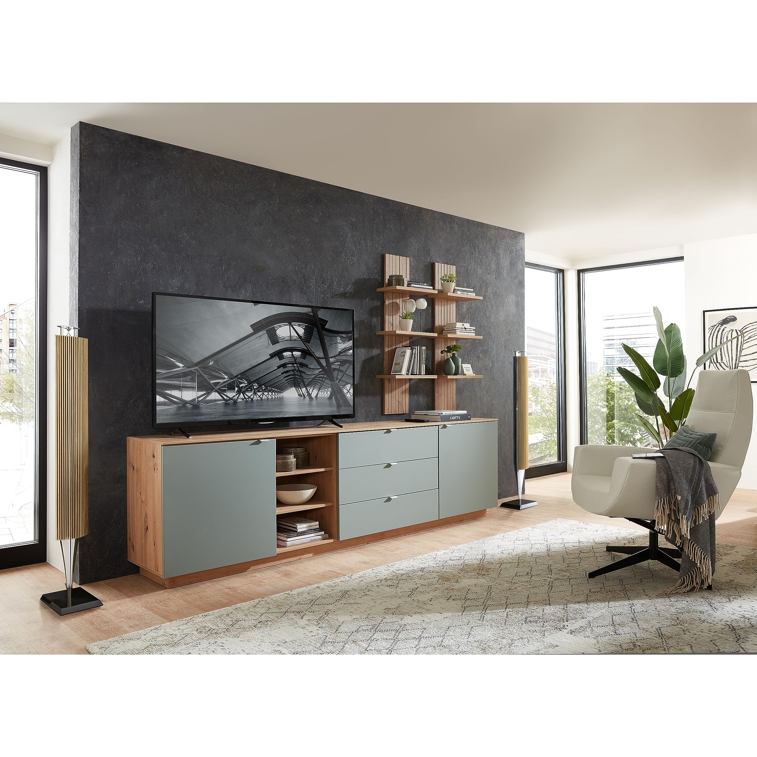 CORE Wandboard in Artisan Eiche Optik - Vielseitig einsetzbares Wandregal mit 3 Böden - 38 x 120 x 22 cm (B/H/T) | 38 x 120 x 22 cm (B/H/T), markante Lamellenoptik, für Wohnzimmer, Schlafzimmer, Büro oder Flur geeignet