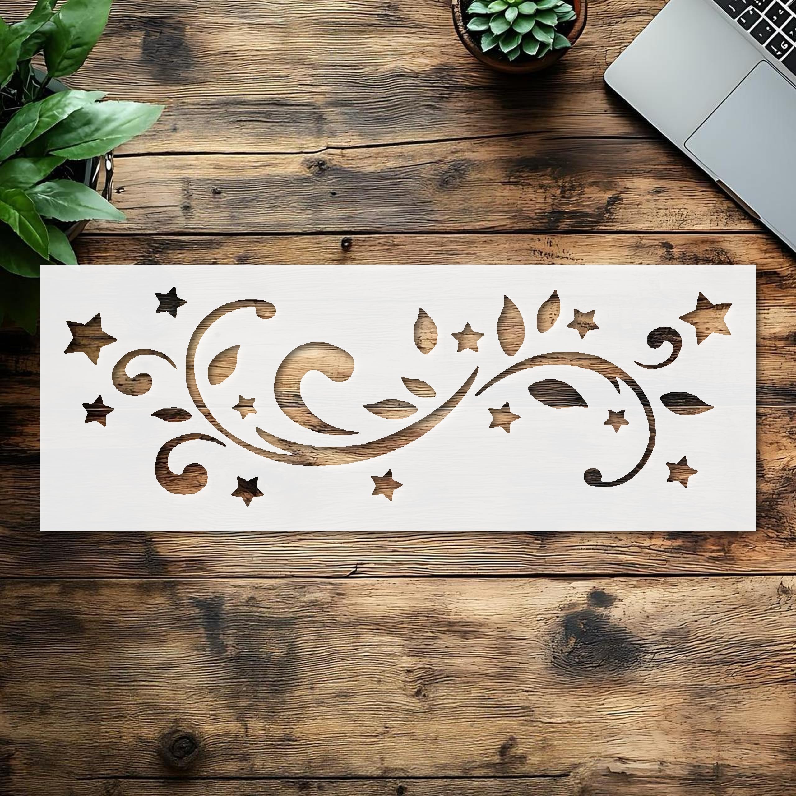 Stencil Star Flair, Plastic Reusable, Reusable Plastic, 8 inchL x 8 inchW, for DIY Crafts and Home Decor