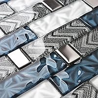 Vista 3 de Blujellyfish Azulejos de vidrio para pared de cocina, baño (paquete de 5 hojas)