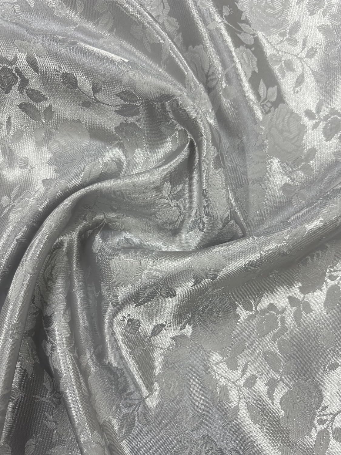 Sedona Designz 58" Wide Satin Jacquard Rose Brocade Fabric – 100% Polyester, Ideal for Dresses, Lingerie, and Tablecloths