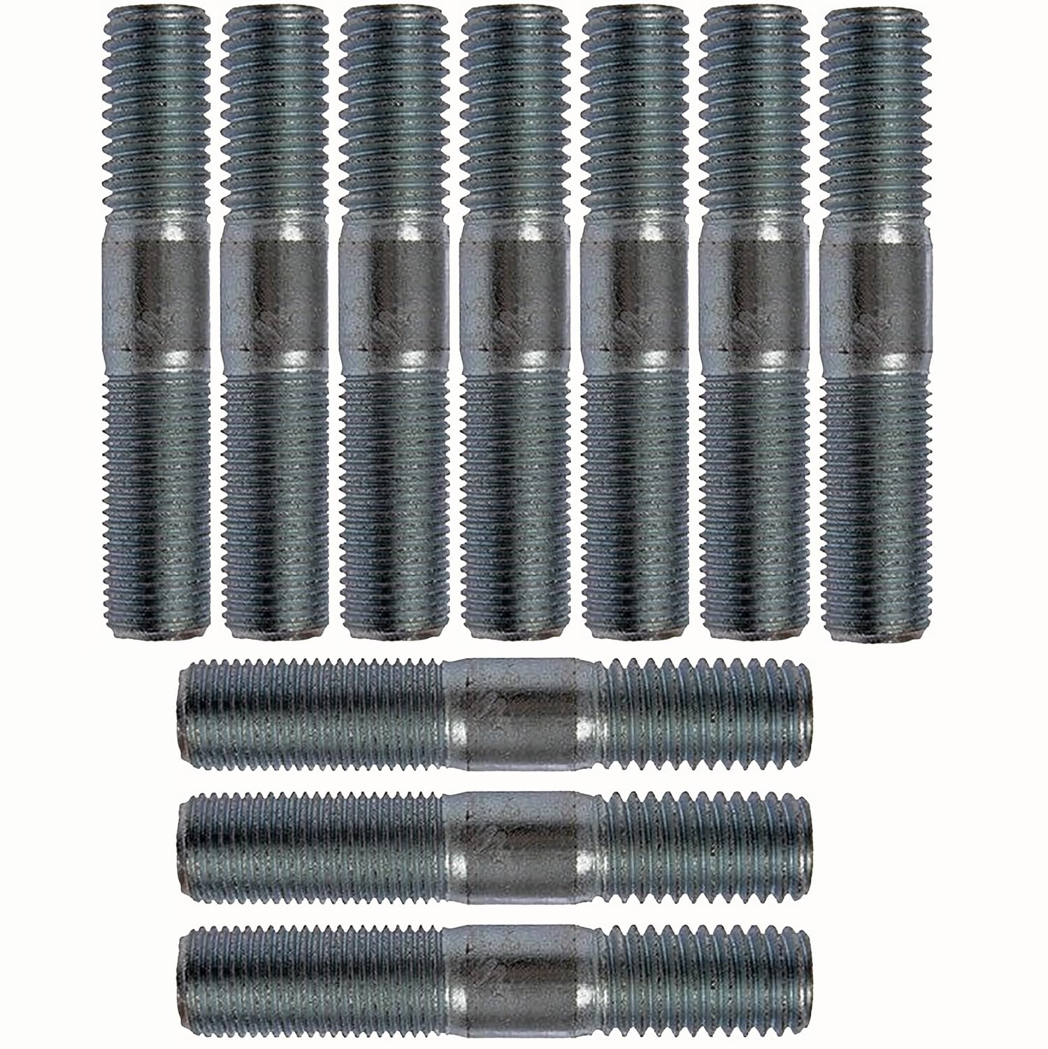 APDTY 786158 Double Ended Stud - 9/16-12 X 1 in. and 9/16-18 X 1-1/4 in.