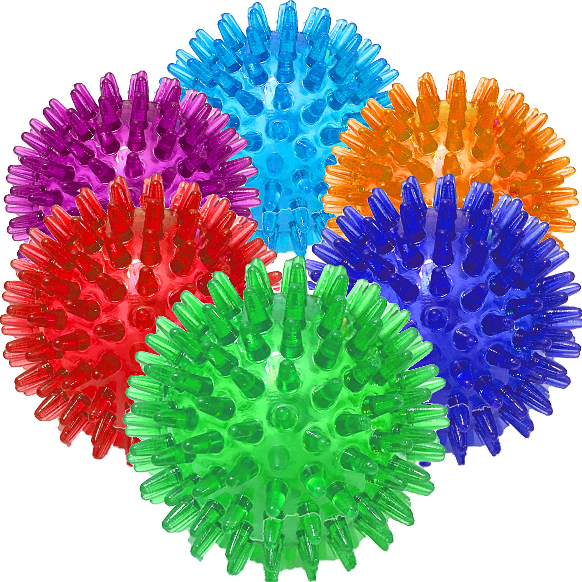 6 PACK - Dog Squeaky Toys Value Set Non-Toxic Dog Squeaky Balls Toss Fetch Toys for Dogs TPR Rubber Puppy Toys Spikey Dog Chew Toys for Small Medium Dogs Pet Toys for Puppy (6 Pack Spiky Ball)