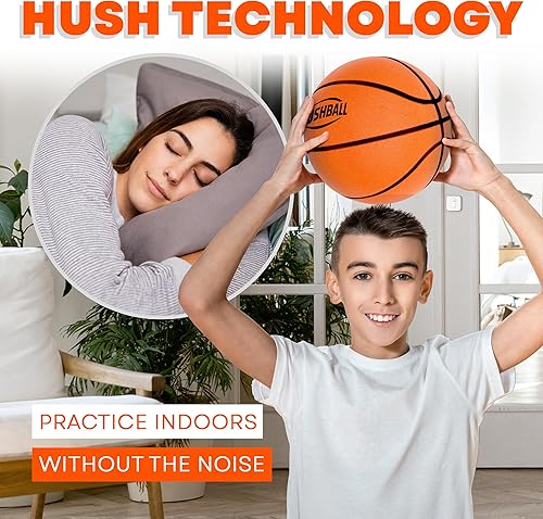 Miniatura 5 de Baloncesto silencioso tamaño 7 (29.5 pulgadas), listo para jugar, baloncesto interior sin aire ranurado para regates silenciosos, bola de espuma de