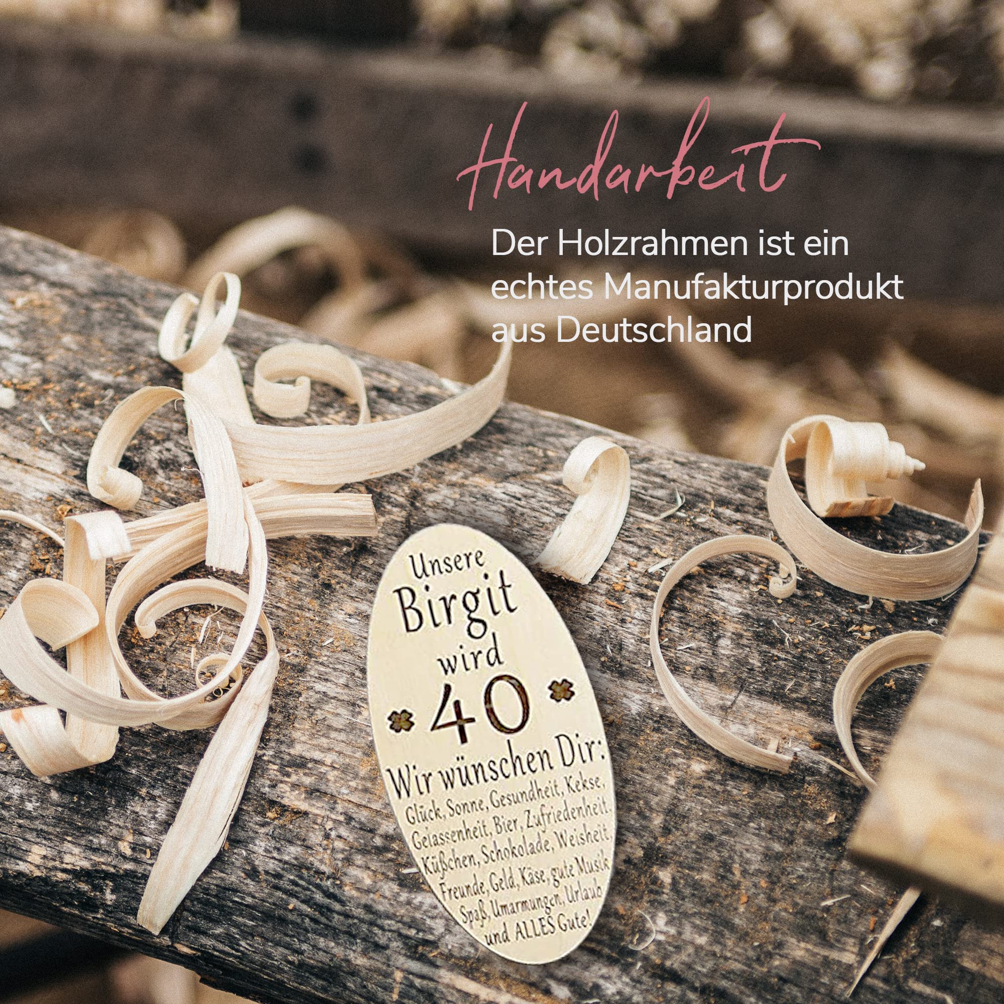 Gästebuch personalisierbar mit Holzzahlen 40 | 40x60cm in Grau | Holz Kleeblätter zum Beschriften - Geburtstag Geschenk für Frau & Mann - 40. Geburtstag | Made in Germany