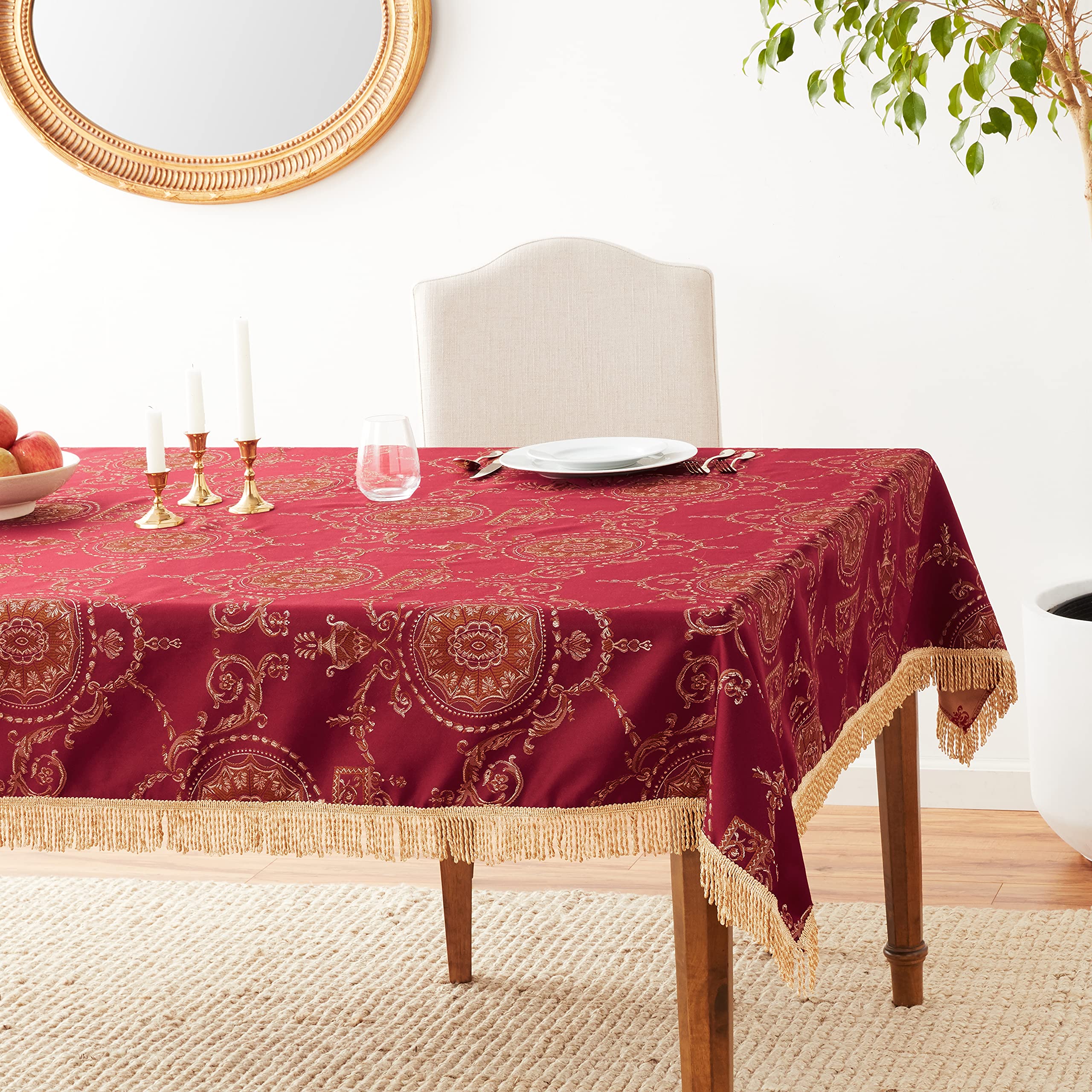 Amazon.com: Violet Linen Prestige Damask Design Tablecloth