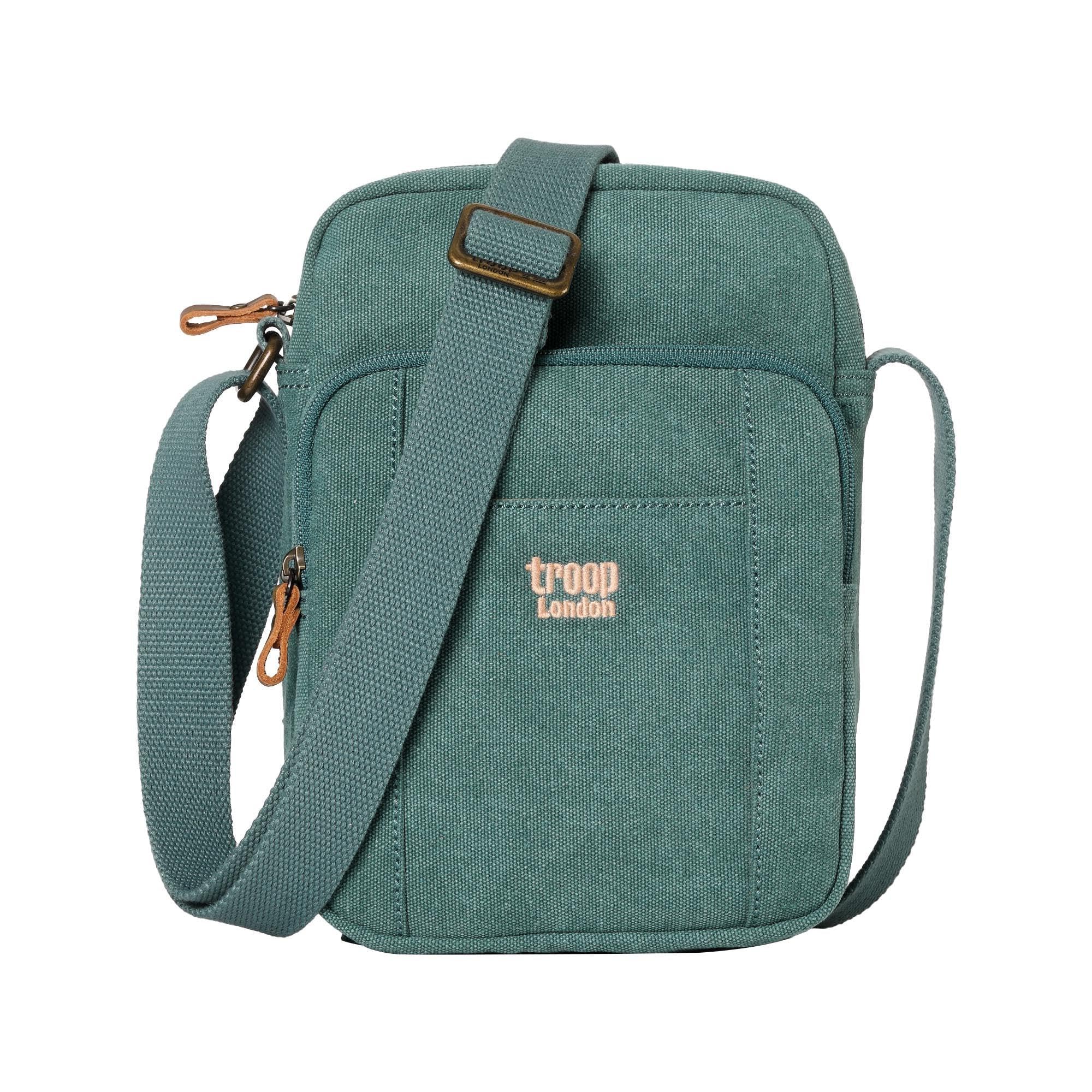 Troop London TRP0370 Classic Canvas Across Body Bag Turquoise