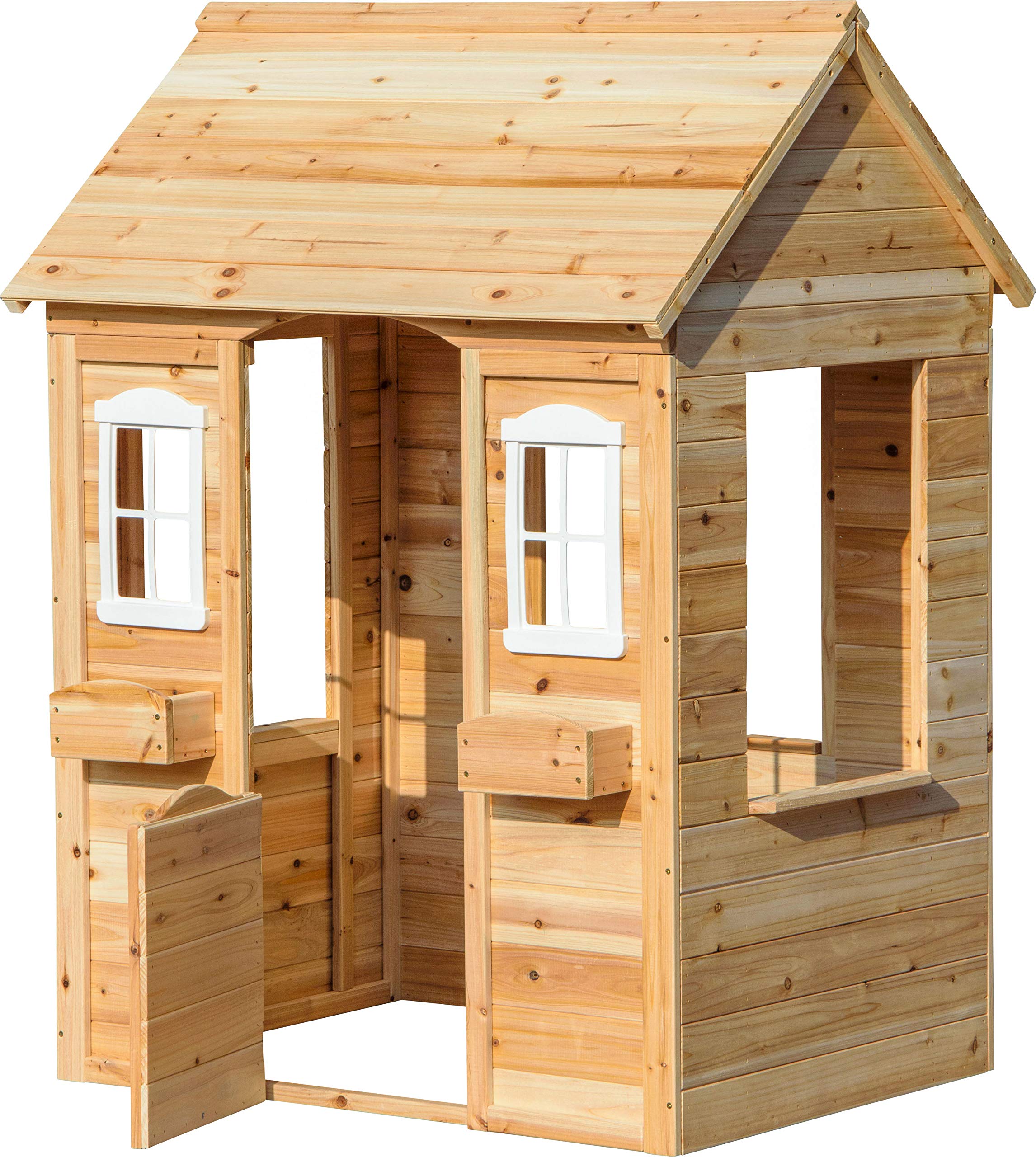 dobar® 94810FSCe Casa de Juegos con jardineras | Casa Infantil para Exteriores de 1,10 m de Altura | Casa de Juegos de jardín de Madera Maciza | Casa Infantil Impermeable con Ventana | 107 x 92 x