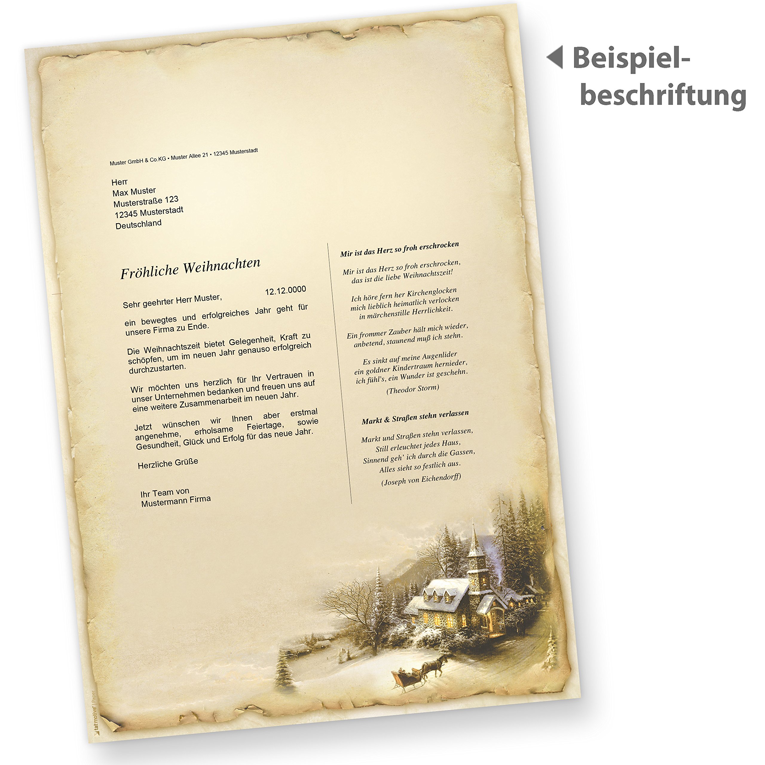 WINTERIDYLLE Weihnachtsbriefpapier (500 Blatt) Weihnachtliches Papier DIN A4 Briefpapier Weihnachten