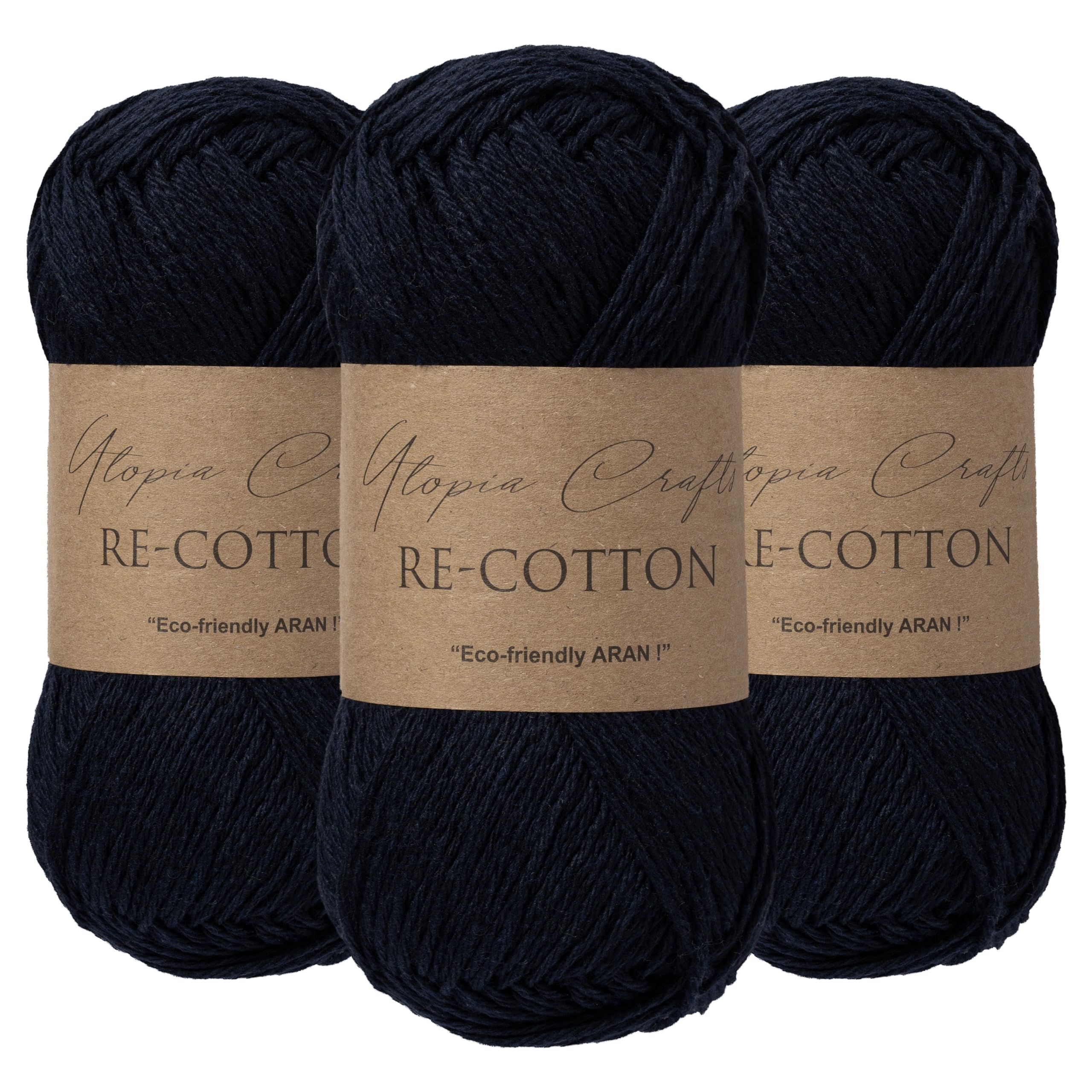 Utopia Crafts Re-Cotton Knitting Yarn 3X 100g (Midnight Blue) โ image 1