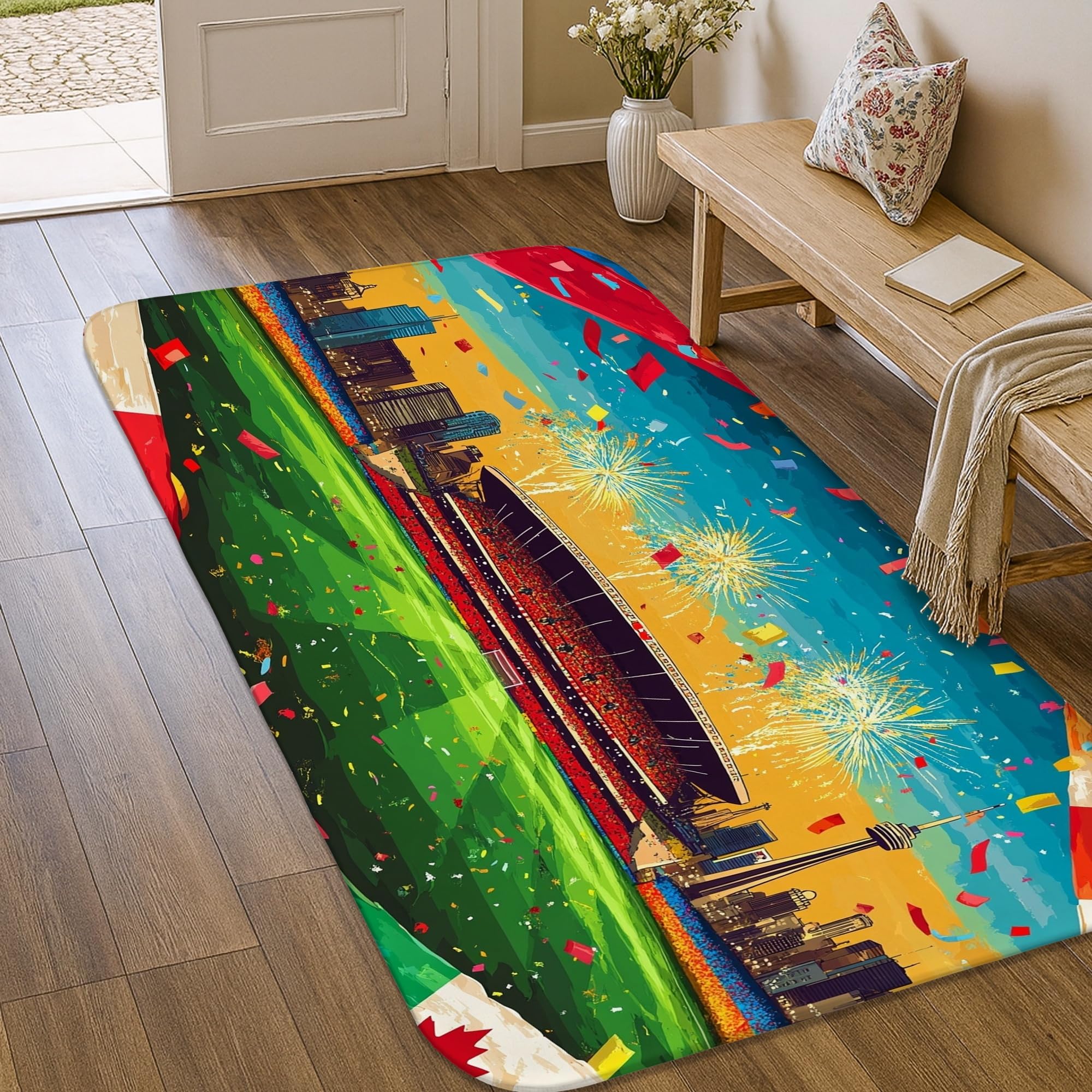 Tapis de stade 0,9x1,5m avec confettis feux d'artifice et envers vert antidérapant pour entrée