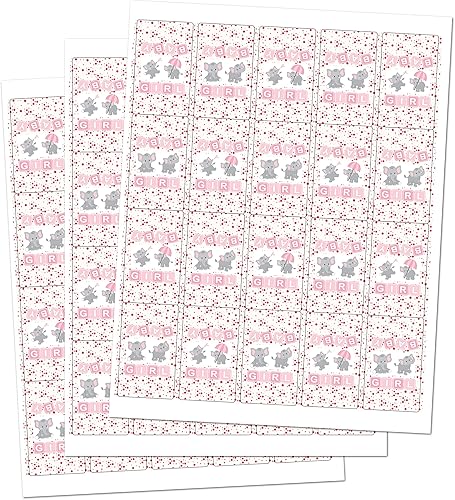 Miniatura 3 de 60 calcomanías de barra de caramelo en miniatura para baby shower, diseño de elefantes para baby shower, decoración rosa, caramelo no incluido