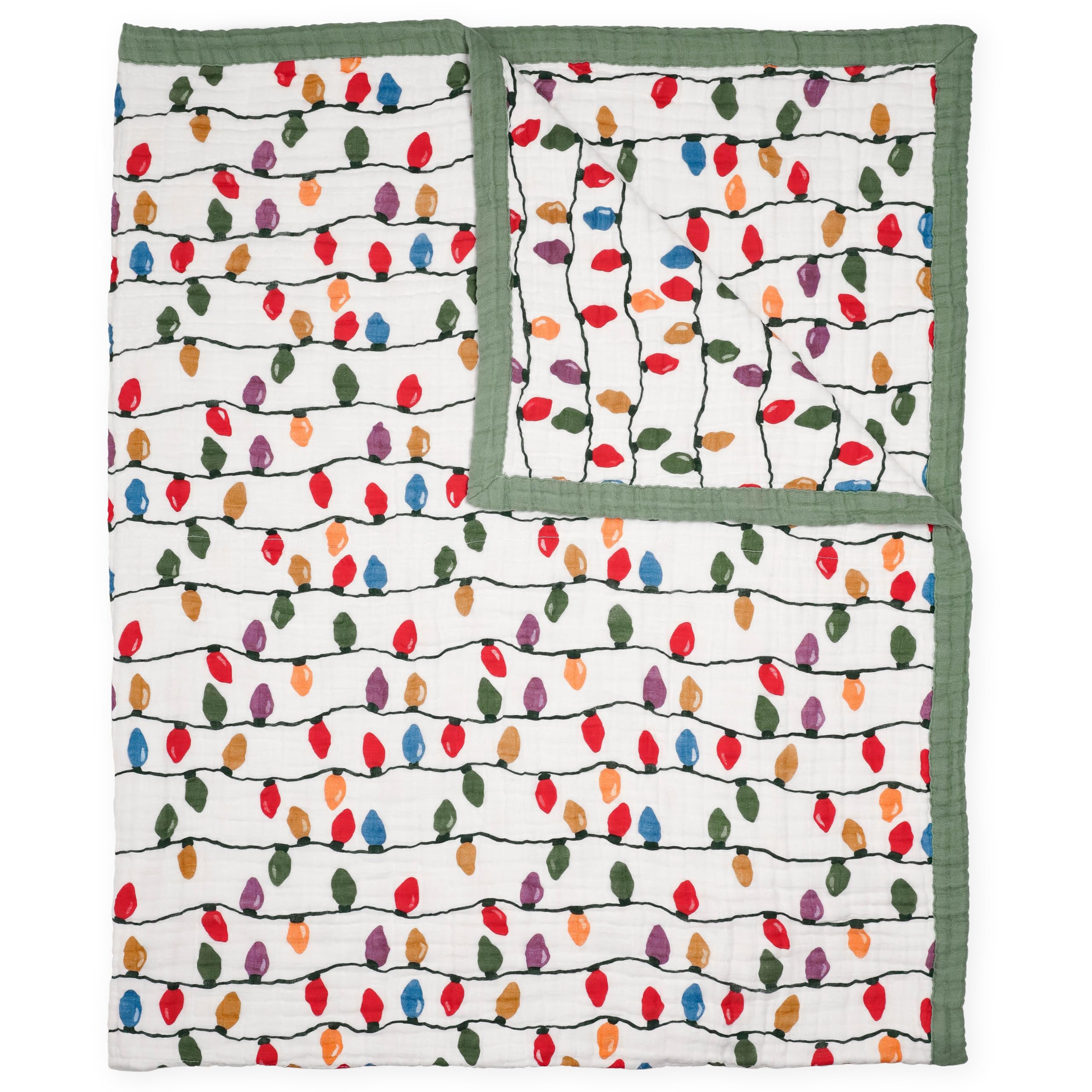 Little Unicorn Christmas Bulbs Cotton Muslin Quilt X-Large Blanket | 100% Cotton | Super Soft | Toddlers and Adults | 60"x72" | Unisex