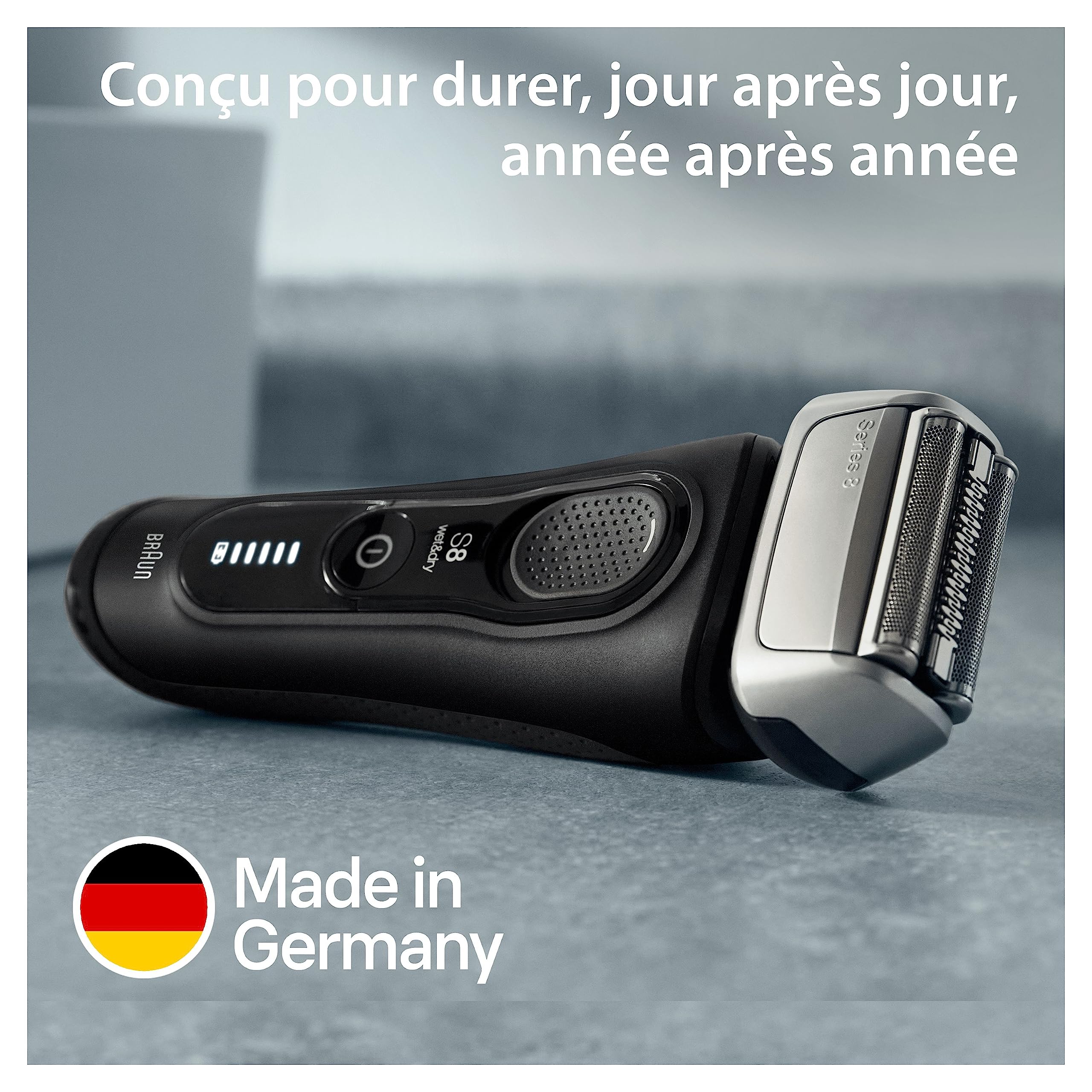Braun Series 8 8510s Rasoir Électrique Pour Homme, 4 Éléments De Rasage, Tondeuse De Précision Intégrée, Base De Recharge, Étanche, 60 Minutes D’Autonomie, Fabriqué En Allemagne, Noir
