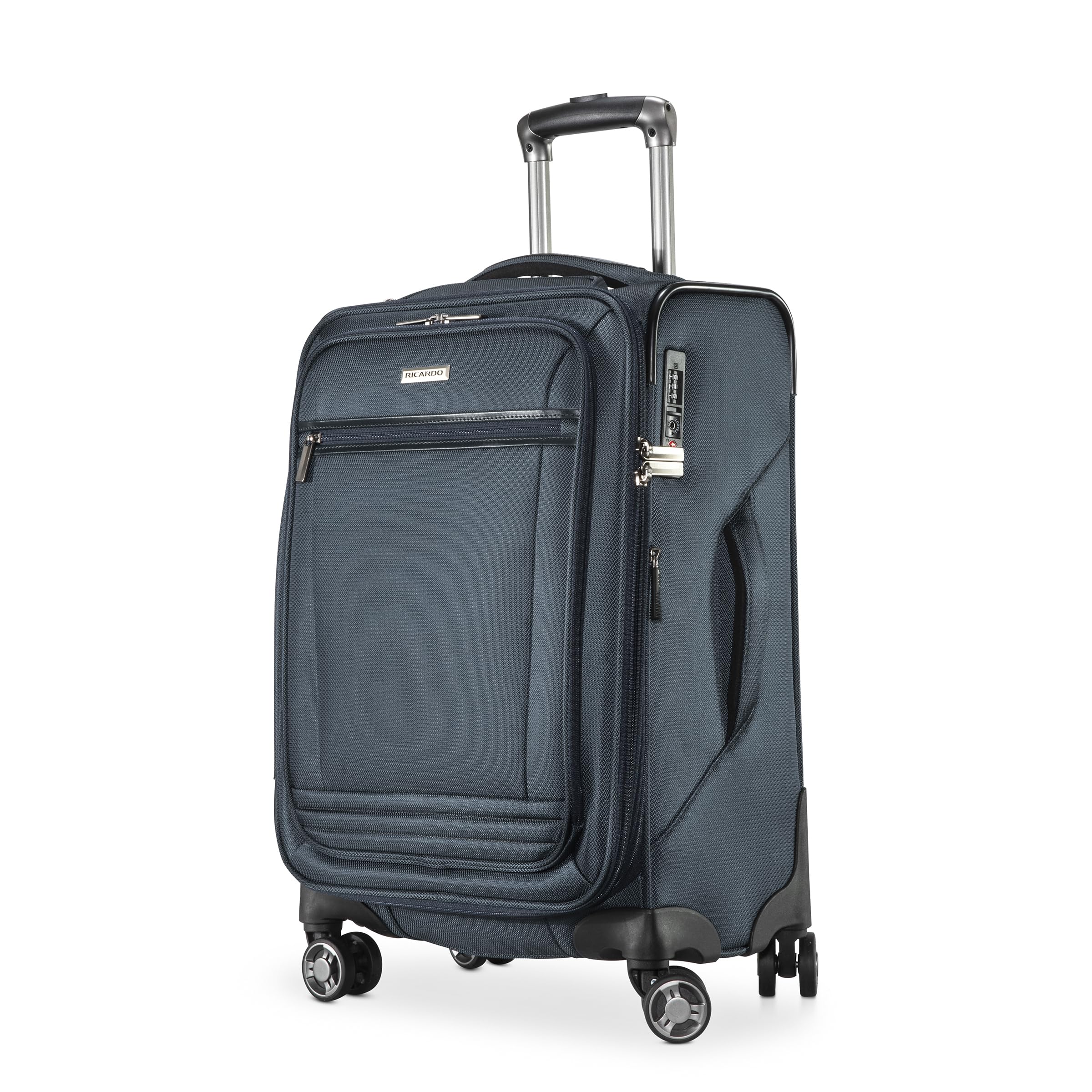 Ricardo Beverly Hills Avalon Softside Luggage Made with Sustainable 100% Recycled PET (rPET), Lightweight, Eco-Friendly Travel, Expandable, Dual Spinner Wheels, Storm Blue, 20-inch