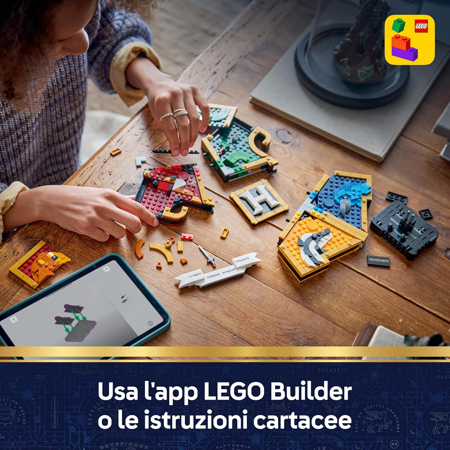 LEGO Harry Potter Stemma della Casa di Hogwarts - Giocattolo Wall Art 3D con Animali - Decorazione per Cameretta - Idea Regalo di Compleanno per Bambine - Lego - Immagine 7