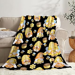 Gno-me Bee Blanket Gifts, Super Soft Cozy Flannel Fleece Throw Blanket for Couch Chair Bed Sofa Christmas Thanksgiving Gifts Kids Size 40