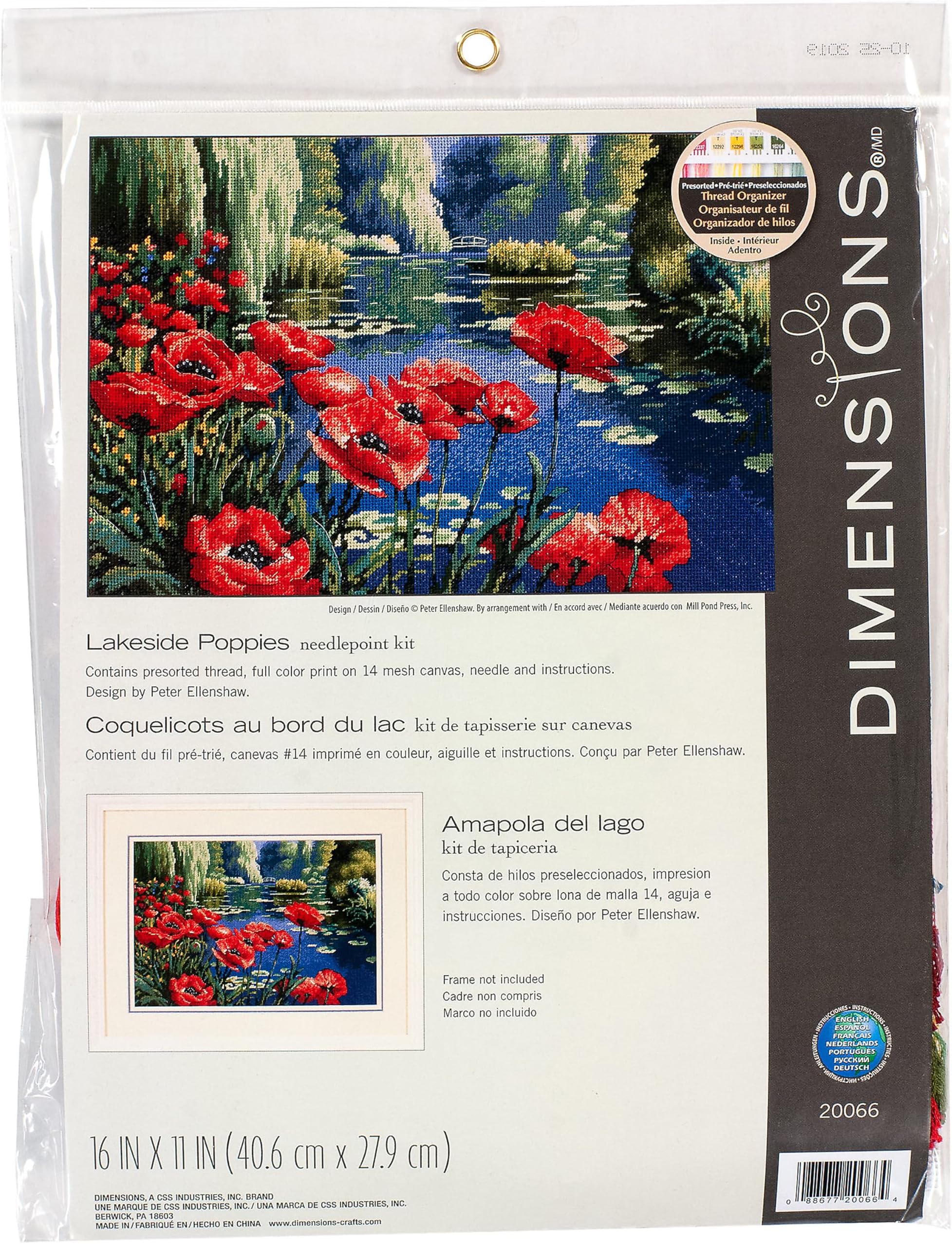 Dimensions Needlepoint Kit, Lakeside Poppies, 16" X 11"