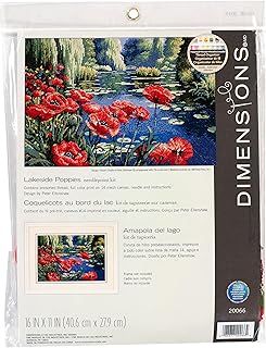Dimensions Needlepoint Kit, Lakeside Poppies, 16" X 11"