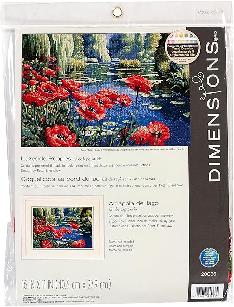 Dimensions Kit Canevas Coquelicots Au Bord du Lac 41x28cm