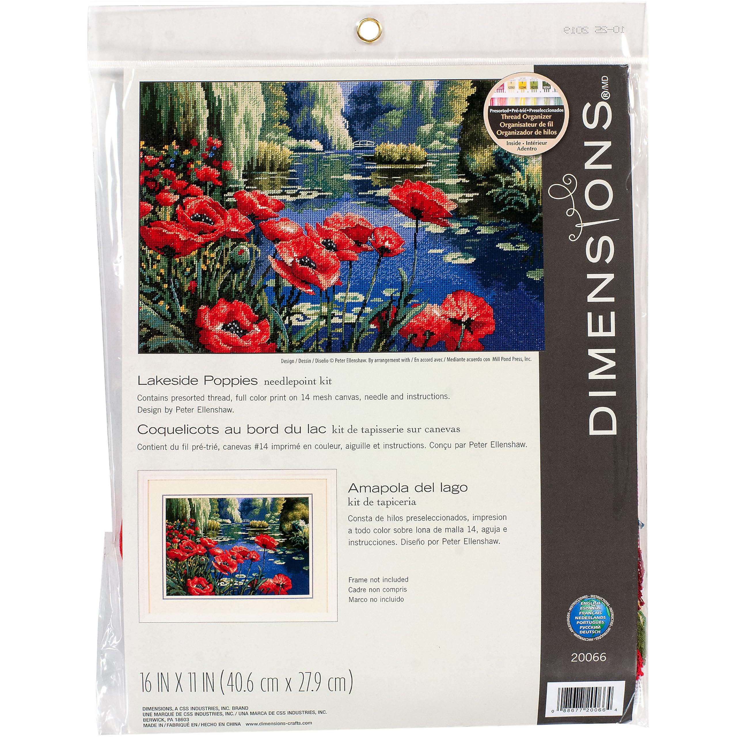Dimensions Needlepoint Kit, Lakeside Poppies, 16" X 11"