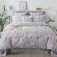 Vista 27 de FADFAY Elegante juego de funda de edredón de cachemira, ropa de cama clásica de cachemira dorada, transpirable, 100% algodón percal, ultra suave