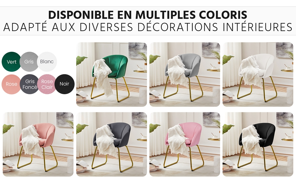 Fauteuil Velours Blanc - Dossier Circulaire - Accoudoirs Rembourrés - Pieds Métal Doré - Style Scandinave - Charge 136kg