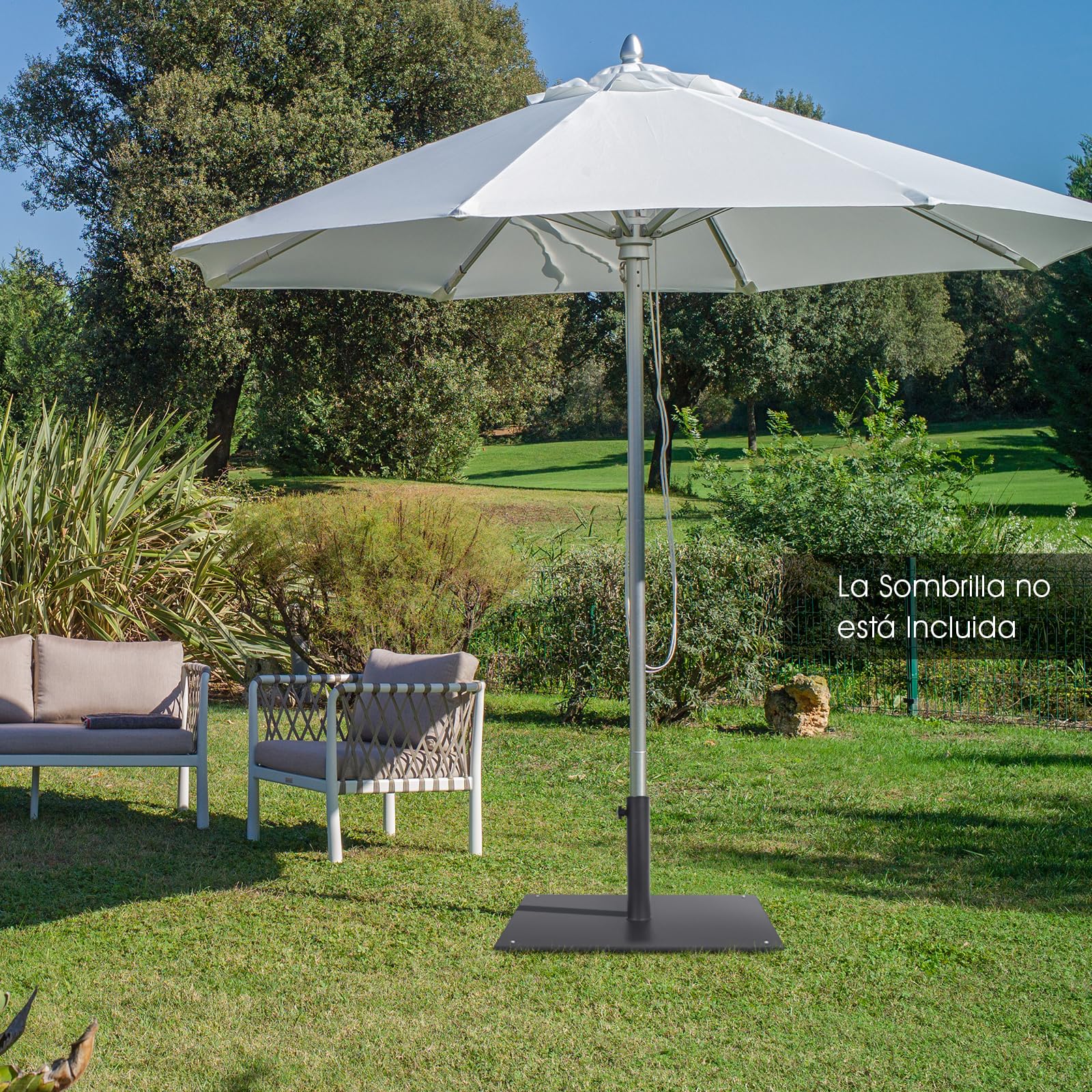 COSTWAY Base Sombrilla Terraza Exterior Cuadrada, Soporte Sombrilla Neto 16kg, Apto 40mm, 50mm, 4 Almohadillas de Pie Ajustables, Pie Sombrilla Jardin Terraza (16, Kilogramos) (Negro)