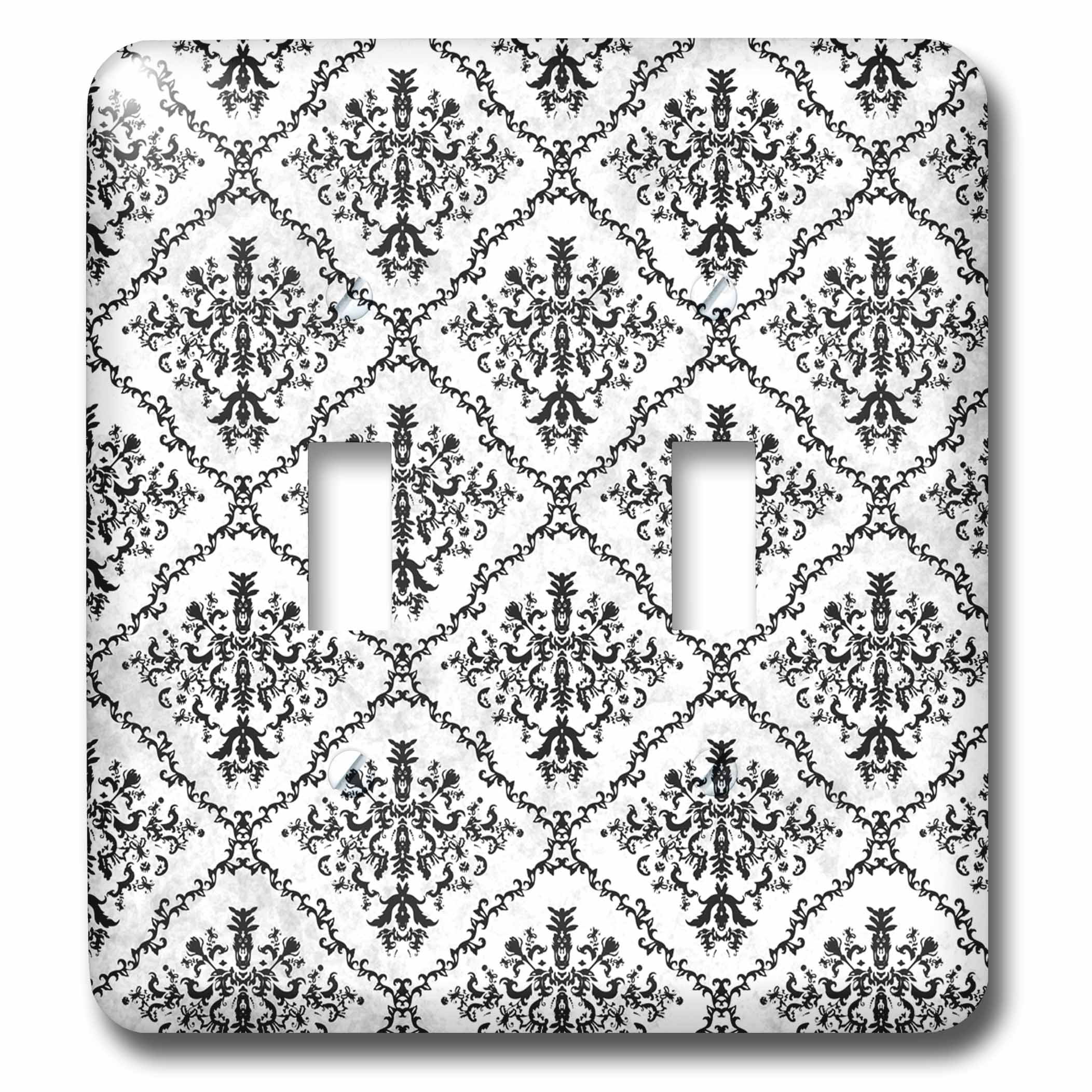 Double interrupteur à bascule damas noir et blanc 3dRose Lsp_210943_2 pour décoration maison