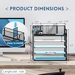 5-Tier Plateau de lettre de l'organisateur de papier avec support de stylo, organisateur de fichiers Mesh Desk avec poignée, stockage de fichiers pour bureau, maison ou école, noir