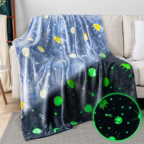 PAVILIA Manta que brilla en la oscuridad, regalo de planeta espacial para niñas y niños, manta de juguete para niños de 1, 2, 3, 4, 5, 6, 7, 8, 9,