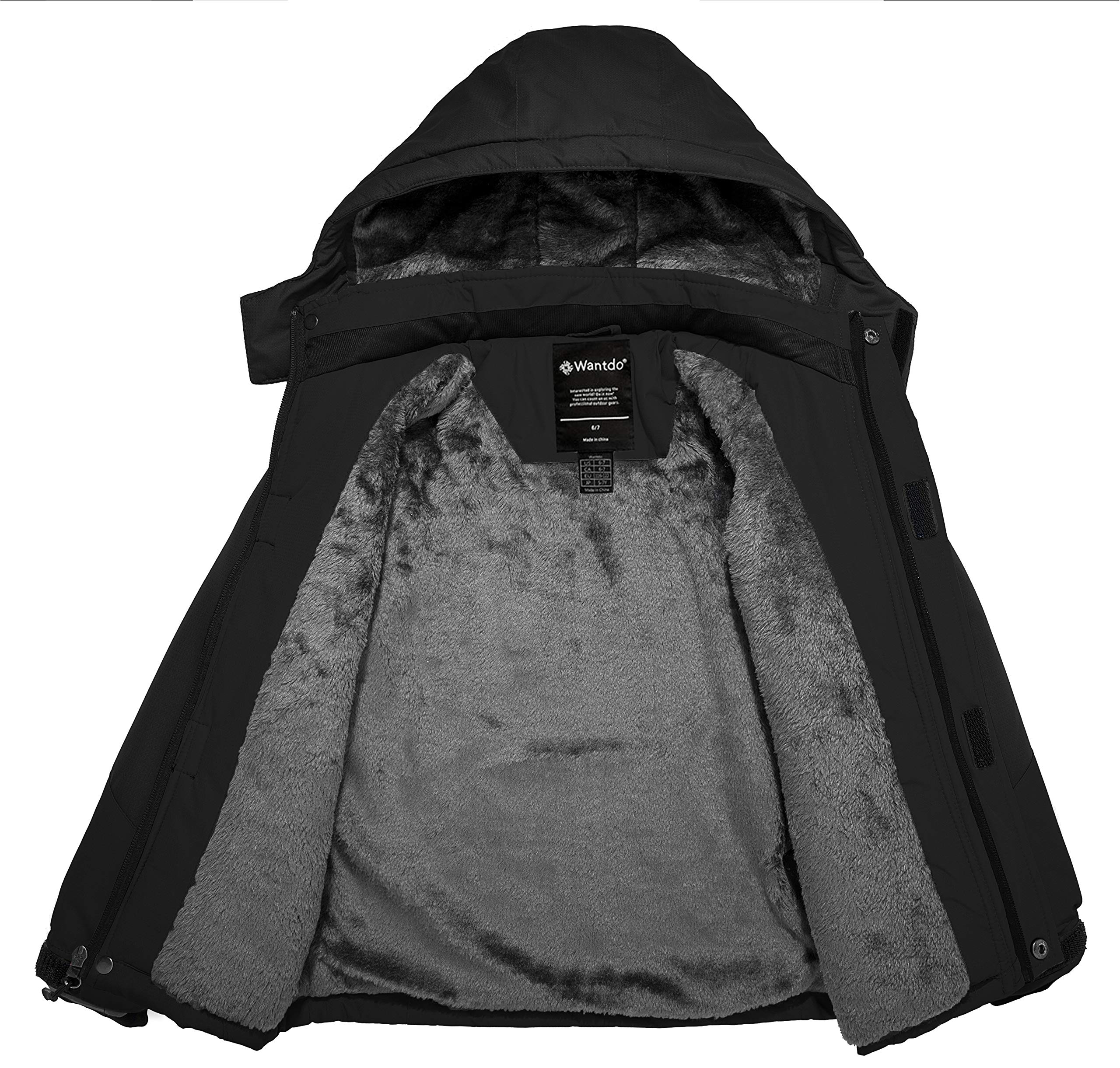 Wantdo Chaqueta de Esquí Impermeable Antiviento Parka con Capucha para Niño