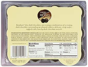 Ferrero Rondnoir Dark Chocolates with Almonds, 12 Pieces