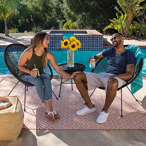 Miniatura 10 de Best Choice Products Juego de 3 piezas Acapulco para conversación de patio, para todo tipo de clima, con cuerda de plástico, mesa superior de