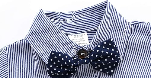 Miniatura 4 de Conjunto de pantalones cortos azules para bebé, trajes formales para bebés